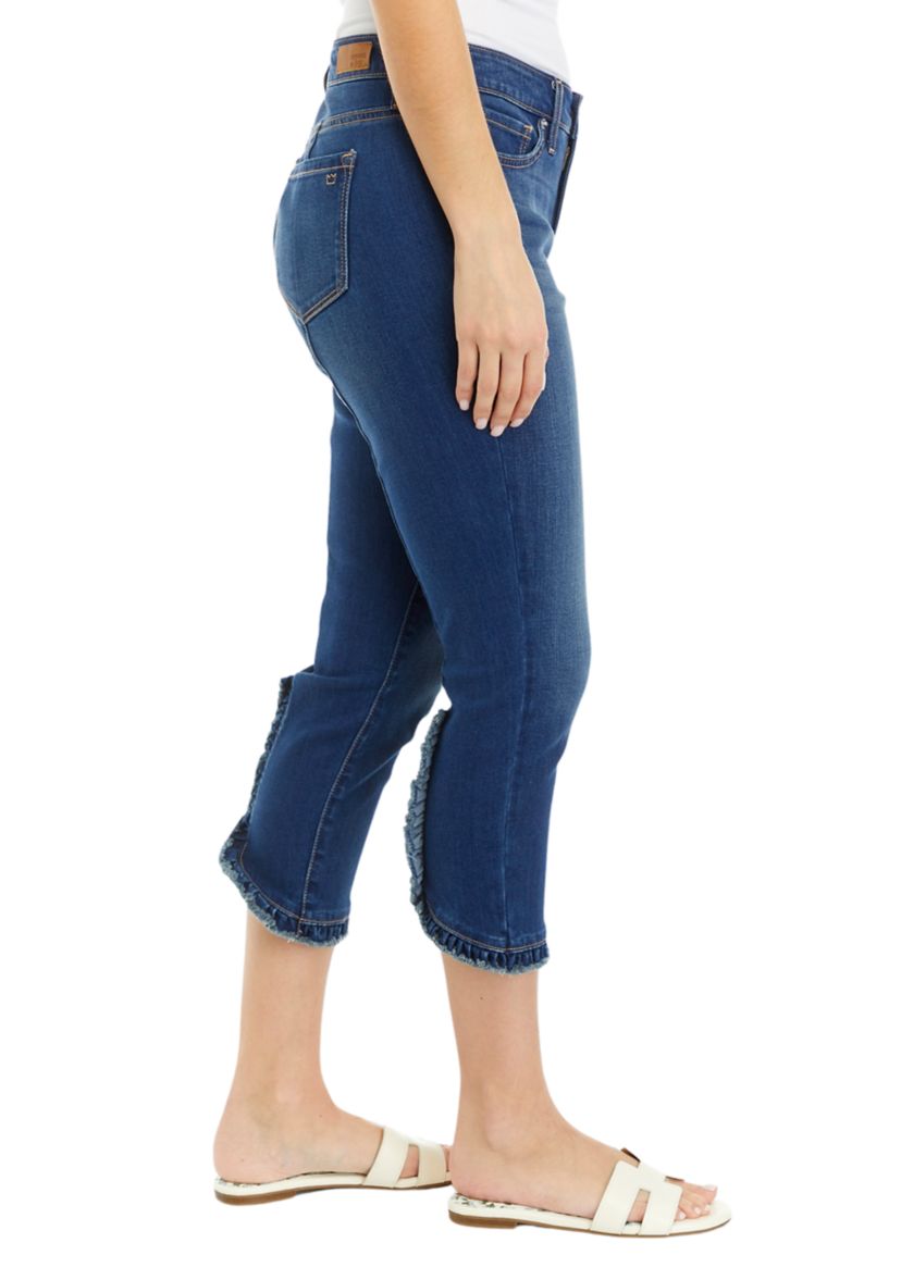 Petite Cropped Ruffle Hem Jeans