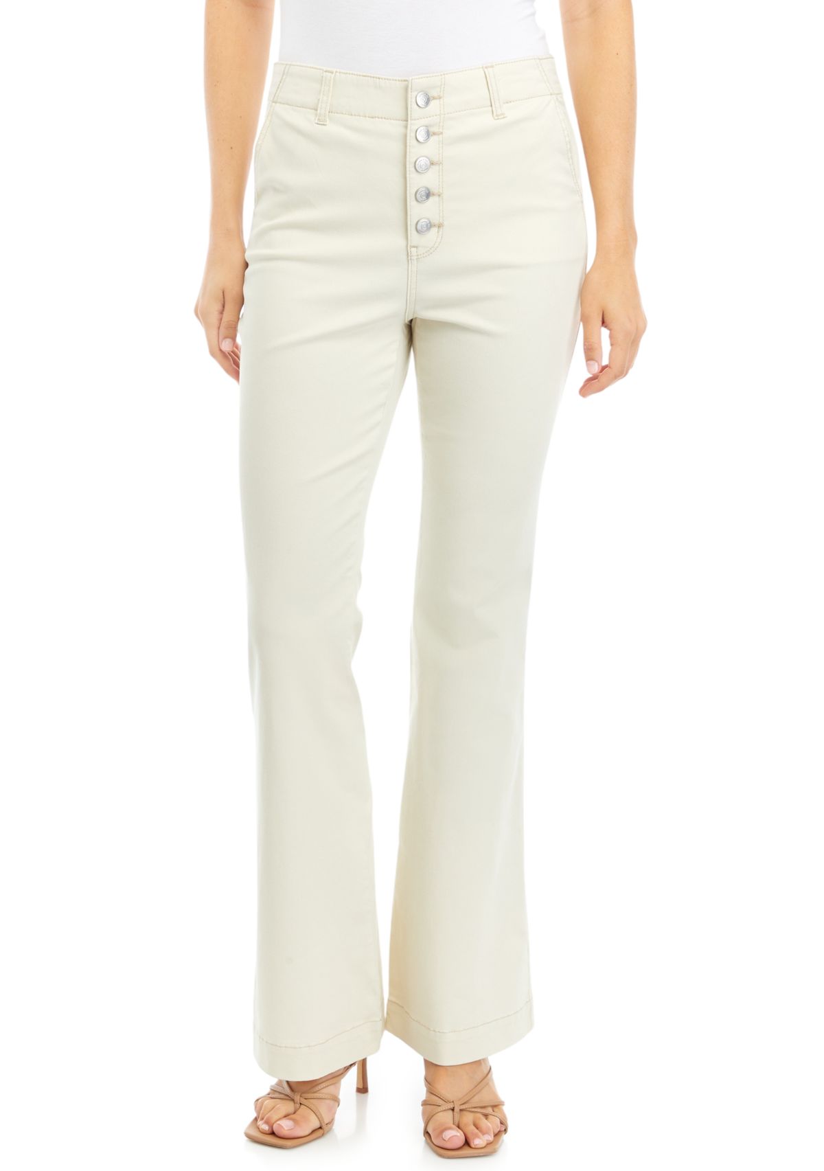 Womens Button Fly Flare Jeans