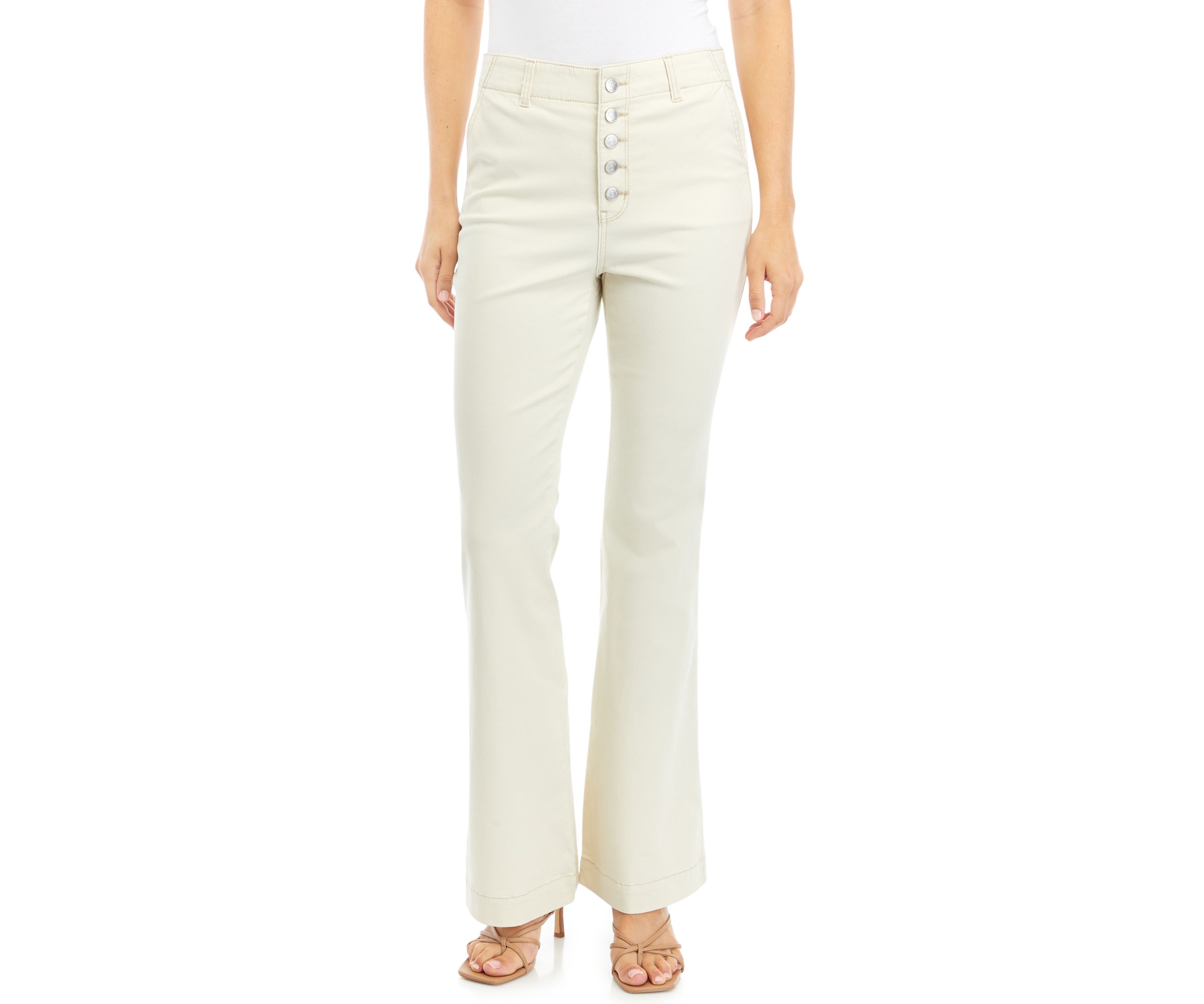 Womens Button Fly Flare Jeans