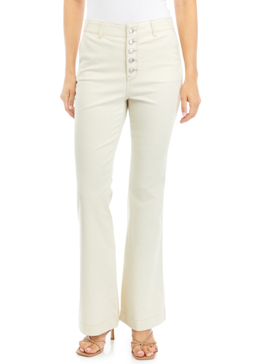 Womens Button Fly Flare Jeans