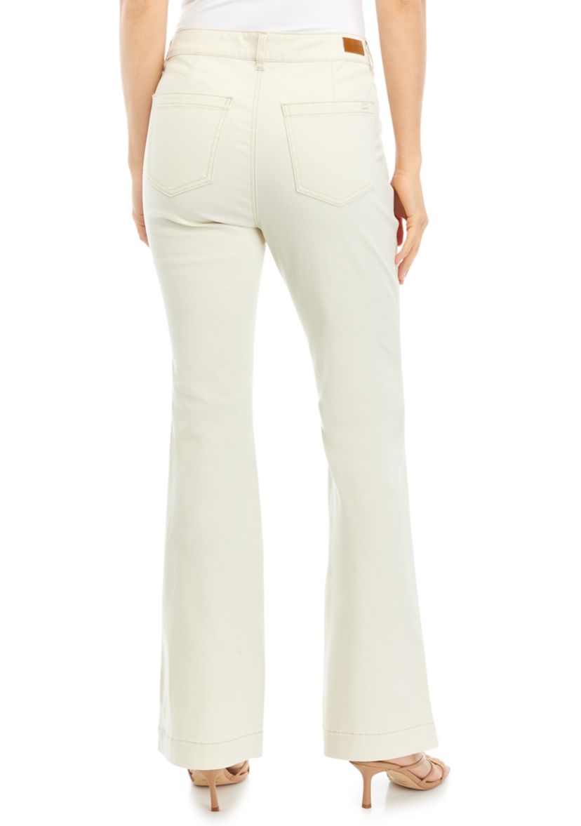 Womens Button Fly Flare Jeans