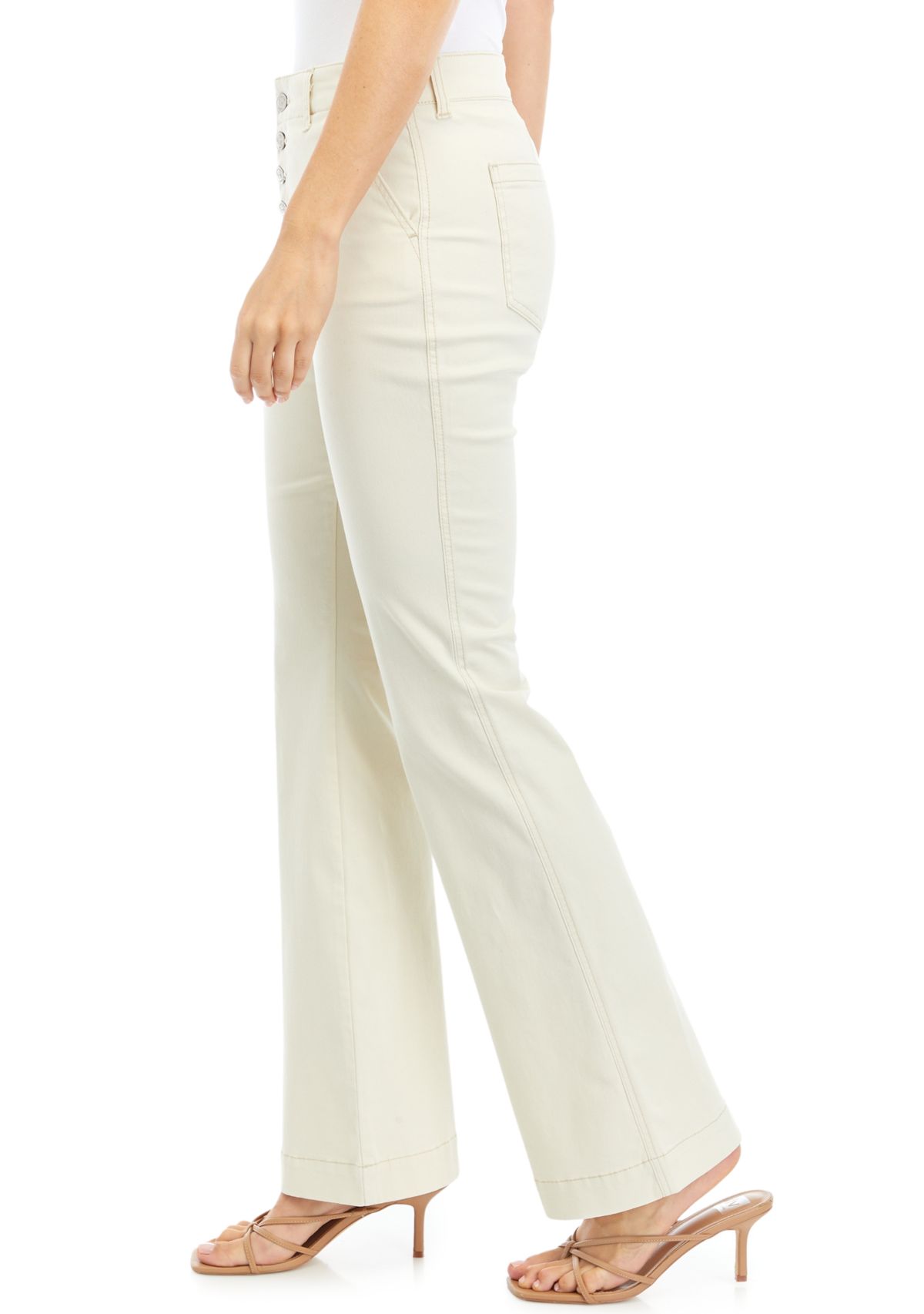 Womens Button Fly Flare Jeans