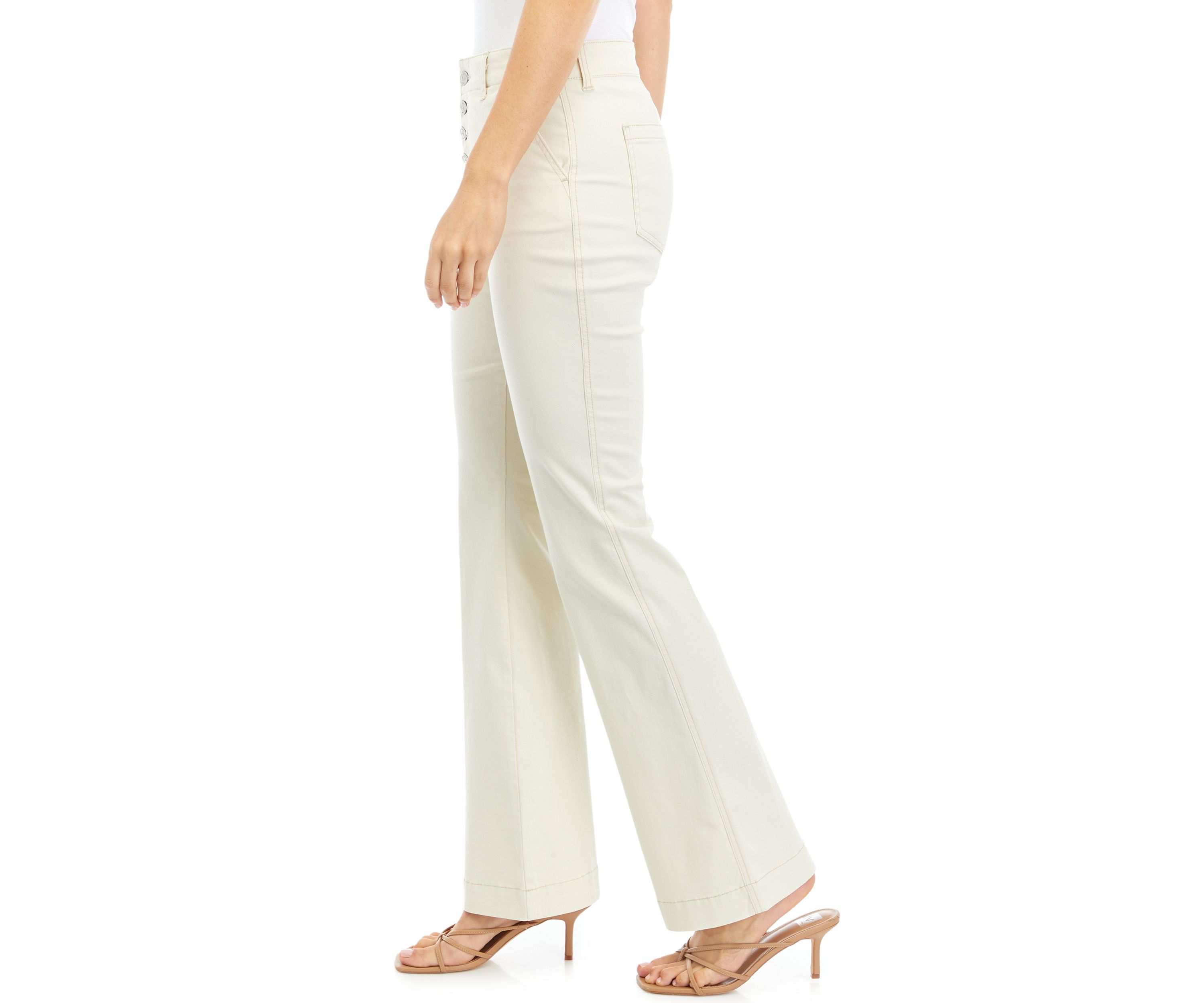 Womens Button Fly Flare Jeans