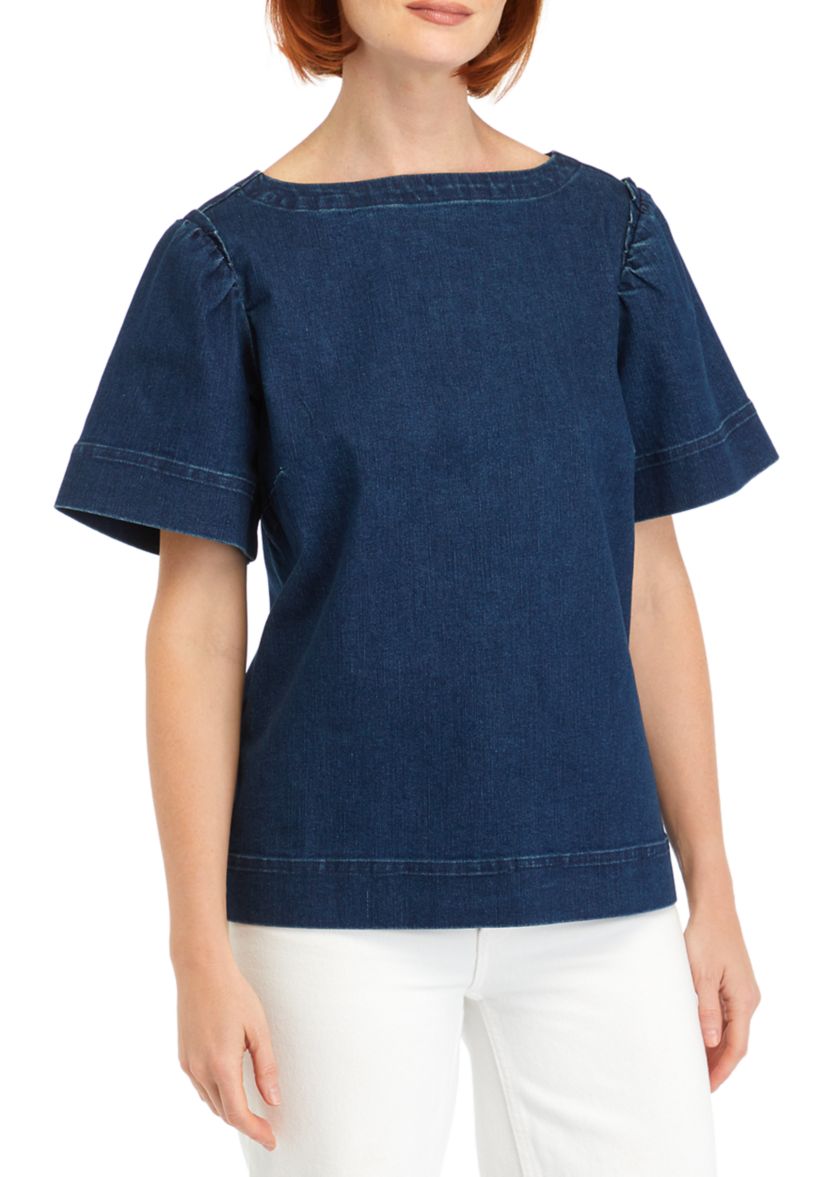 Womens Short Sleeve Denim Top