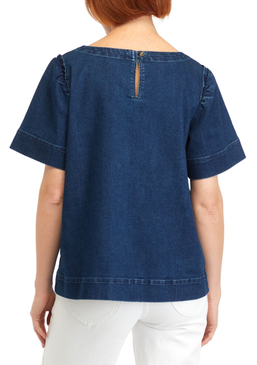Womens Short Sleeve Denim Top
