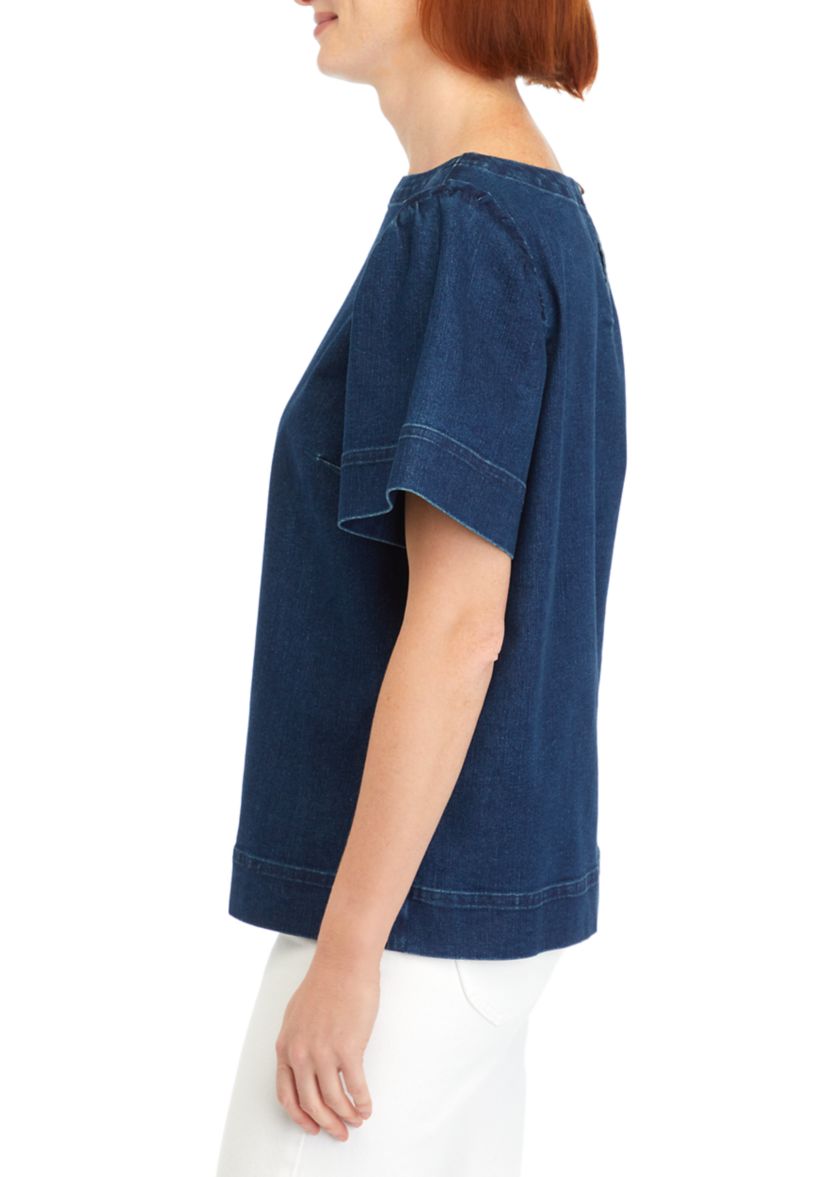 Womens Short Sleeve Denim Top