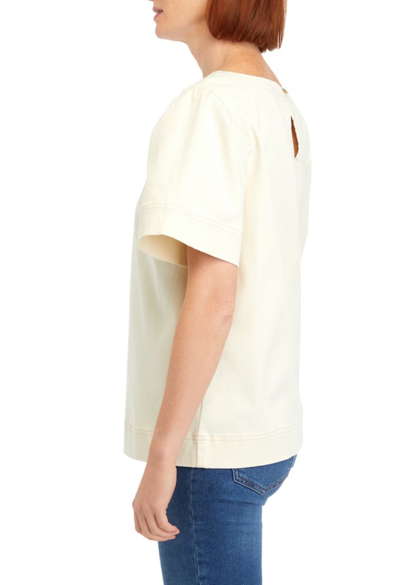 Womens Short Sleeve Denim Top