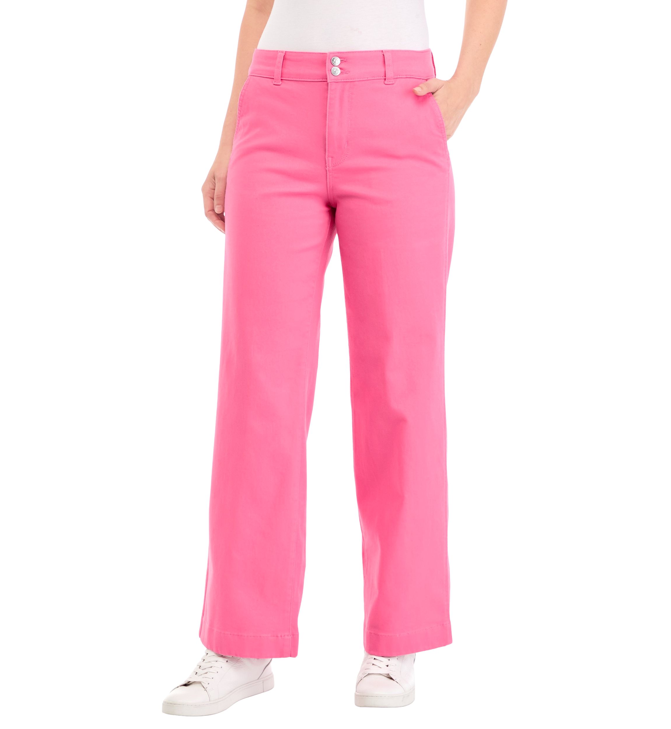 Womens Double Button Wide Leg Pants