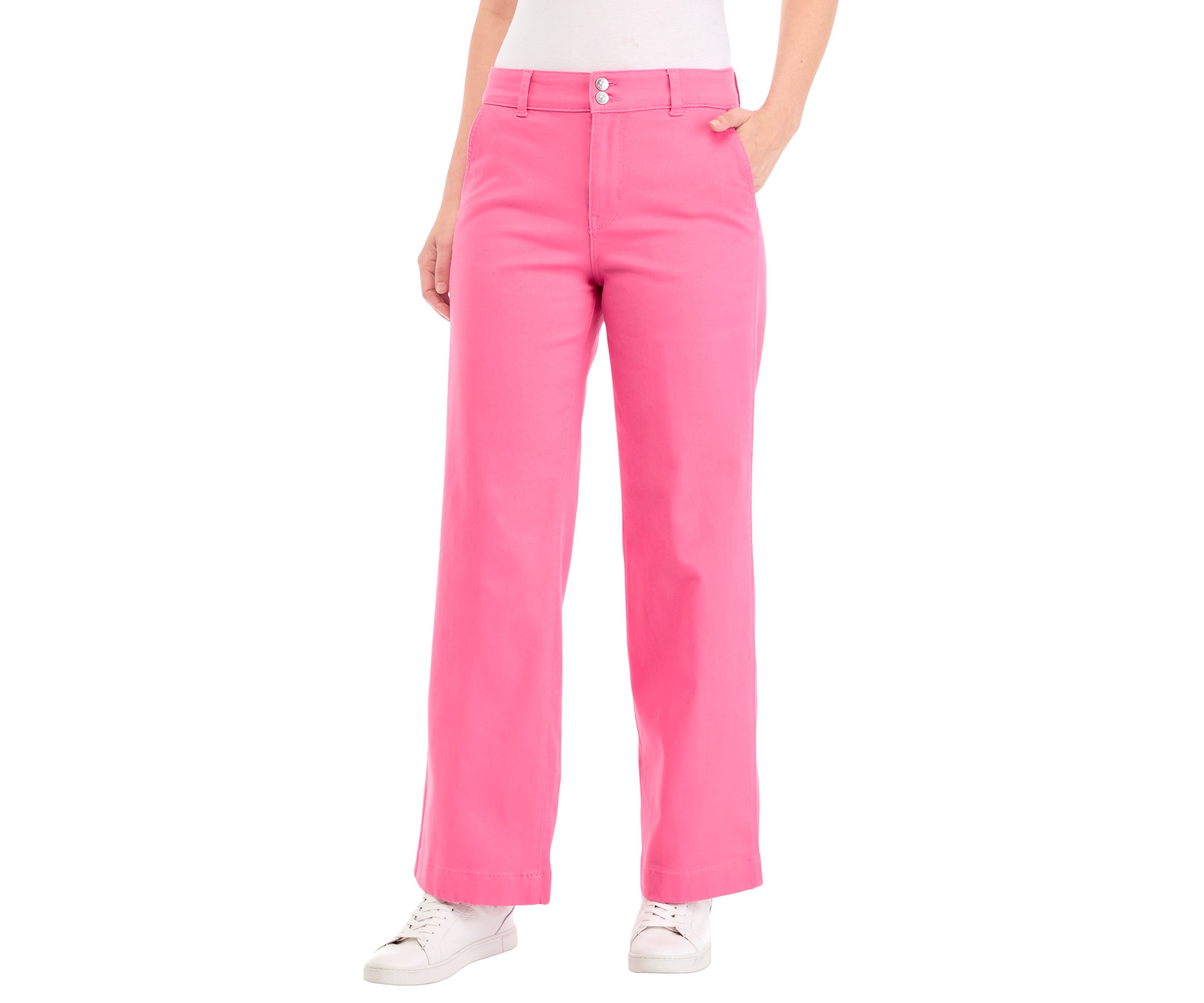 Womens Double Button Wide Leg Pants