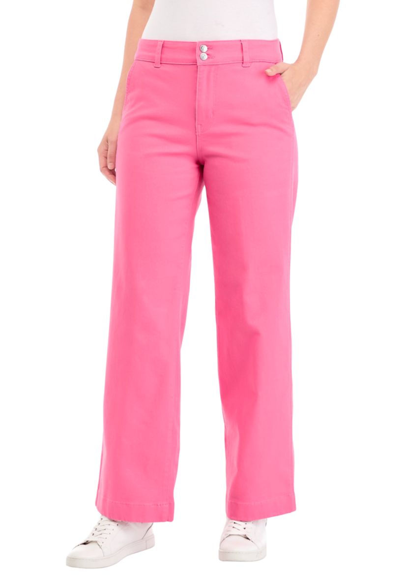 Womens Double Button Wide Leg Pants