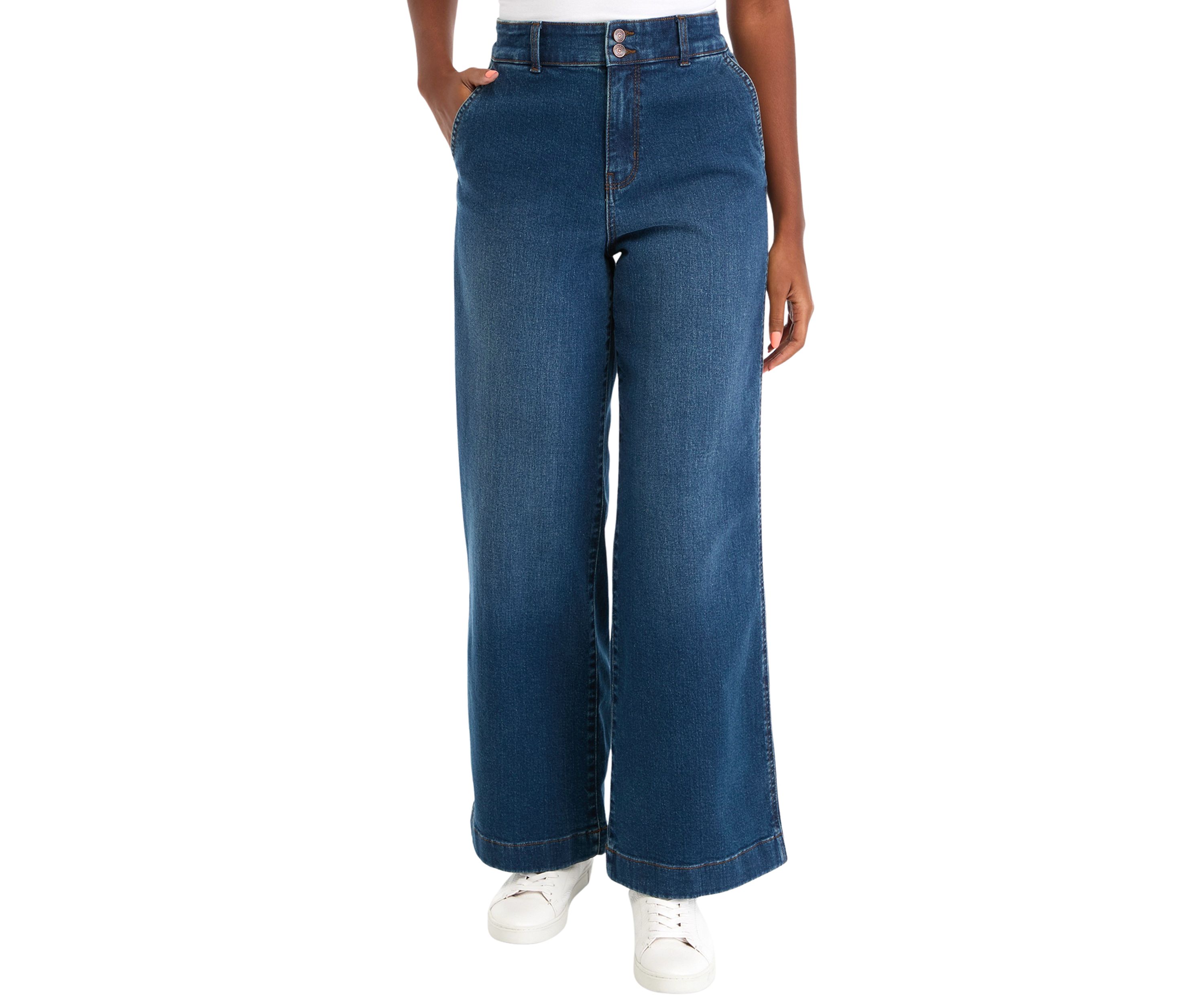 Womens Double Button Wide Leg Pants