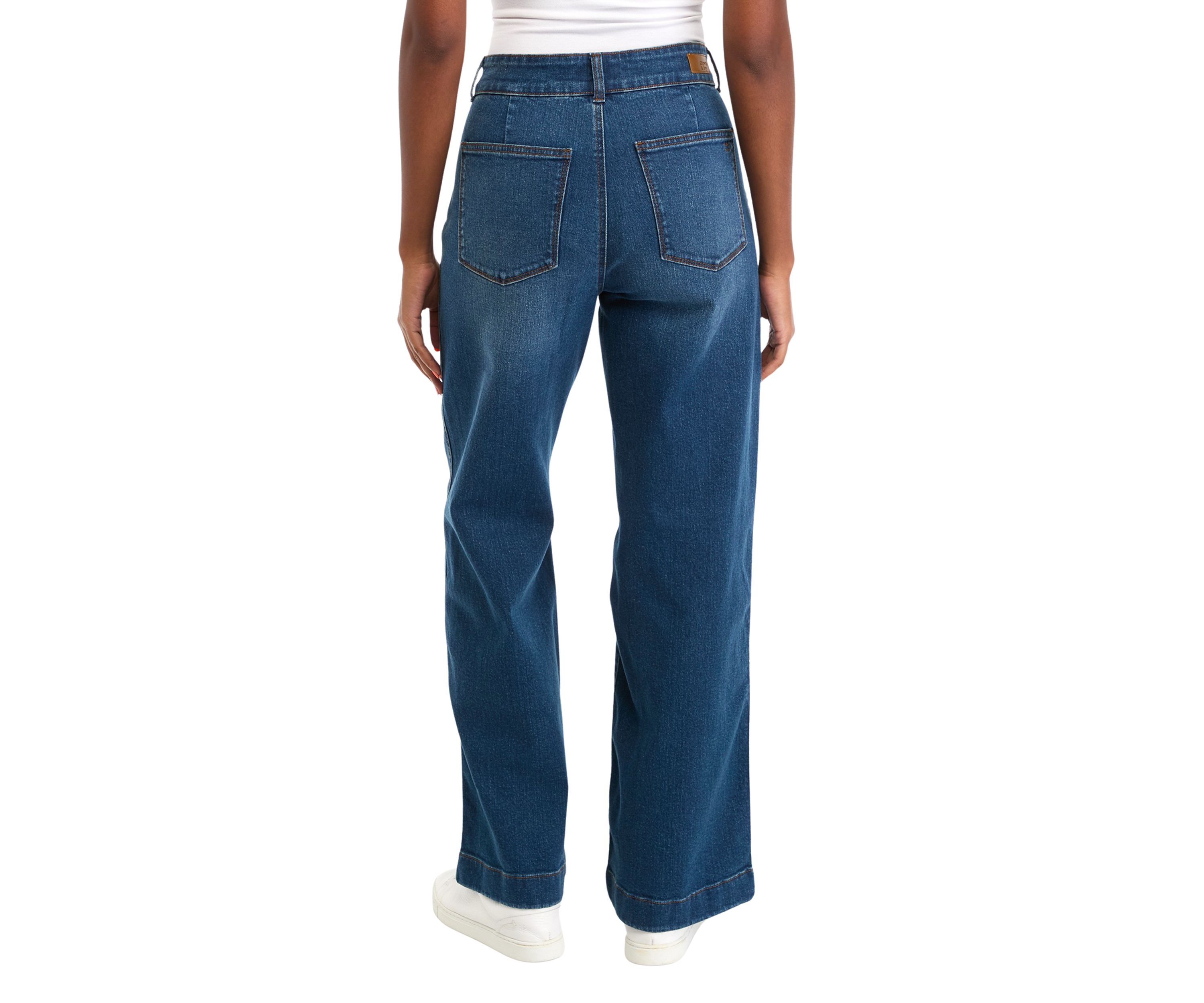 Womens Double Button Wide Leg Pants