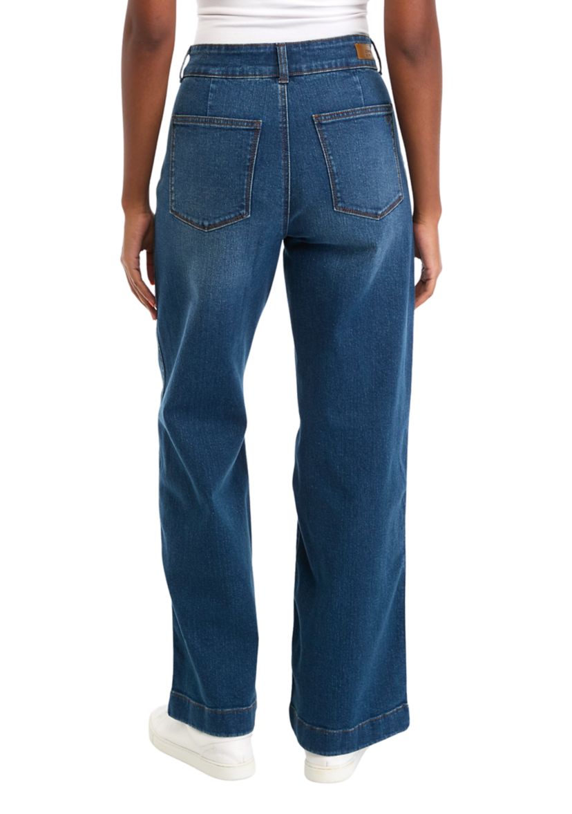 Womens Double Button Wide Leg Pants