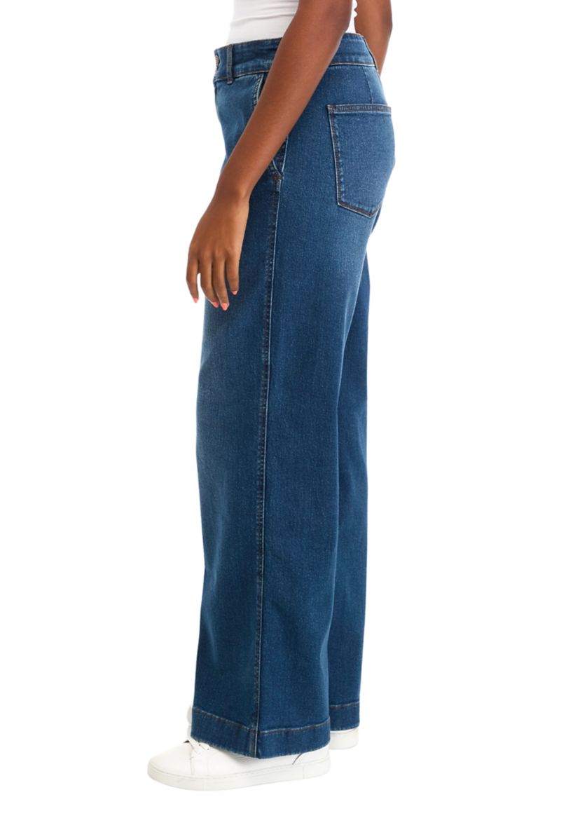 Womens Double Button Wide Leg Pants