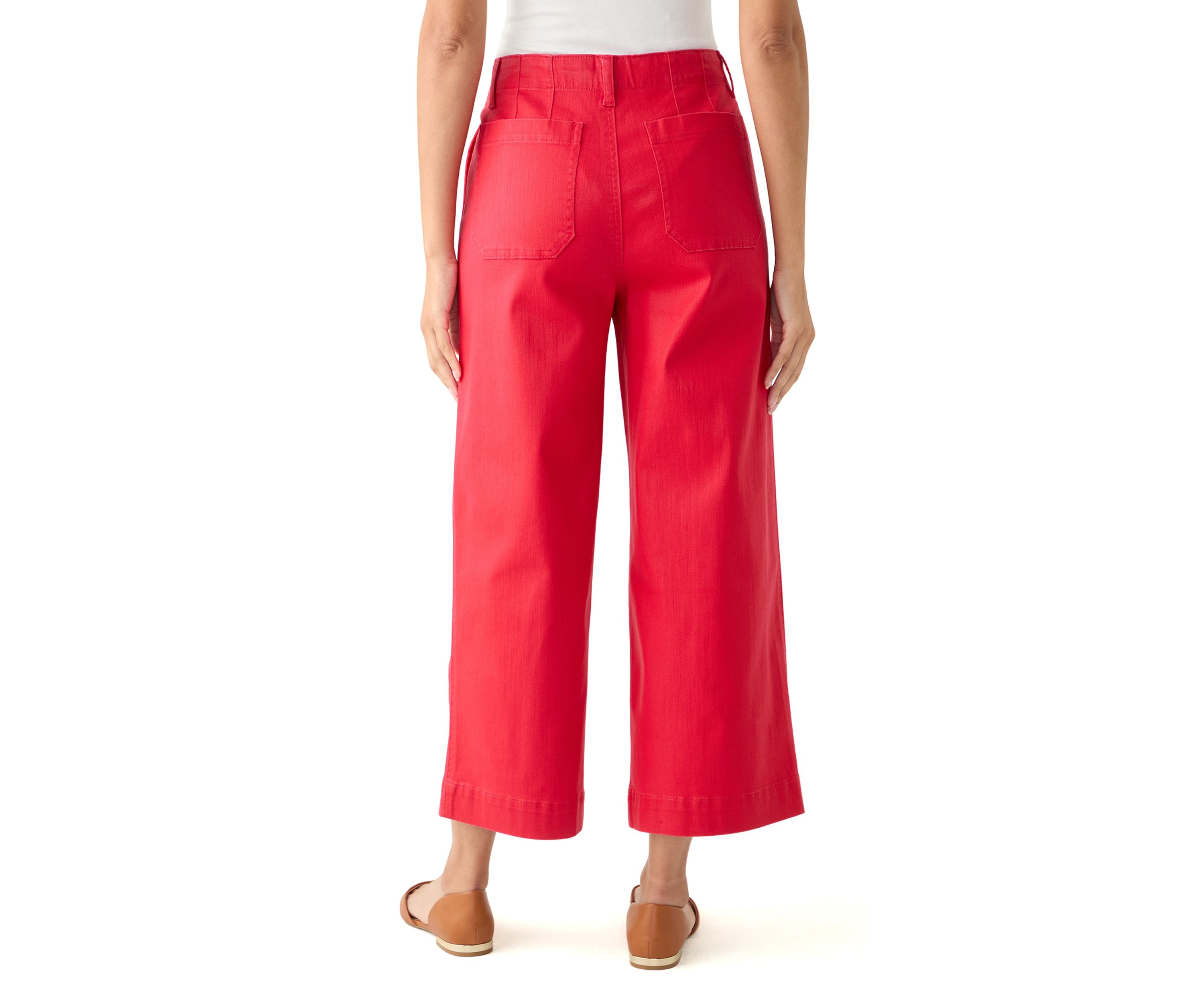 Womens Coated Crop Wide Leg Pants