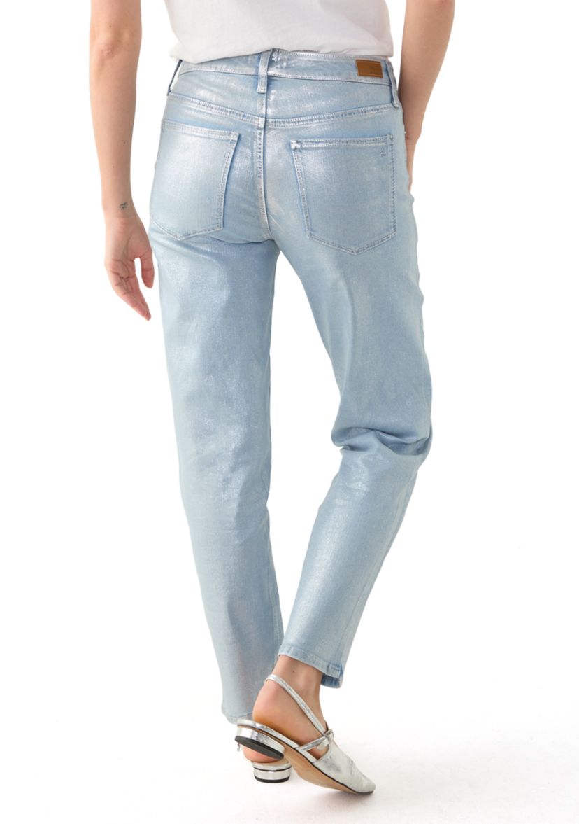 Womens Silver Foil Straight Jeans