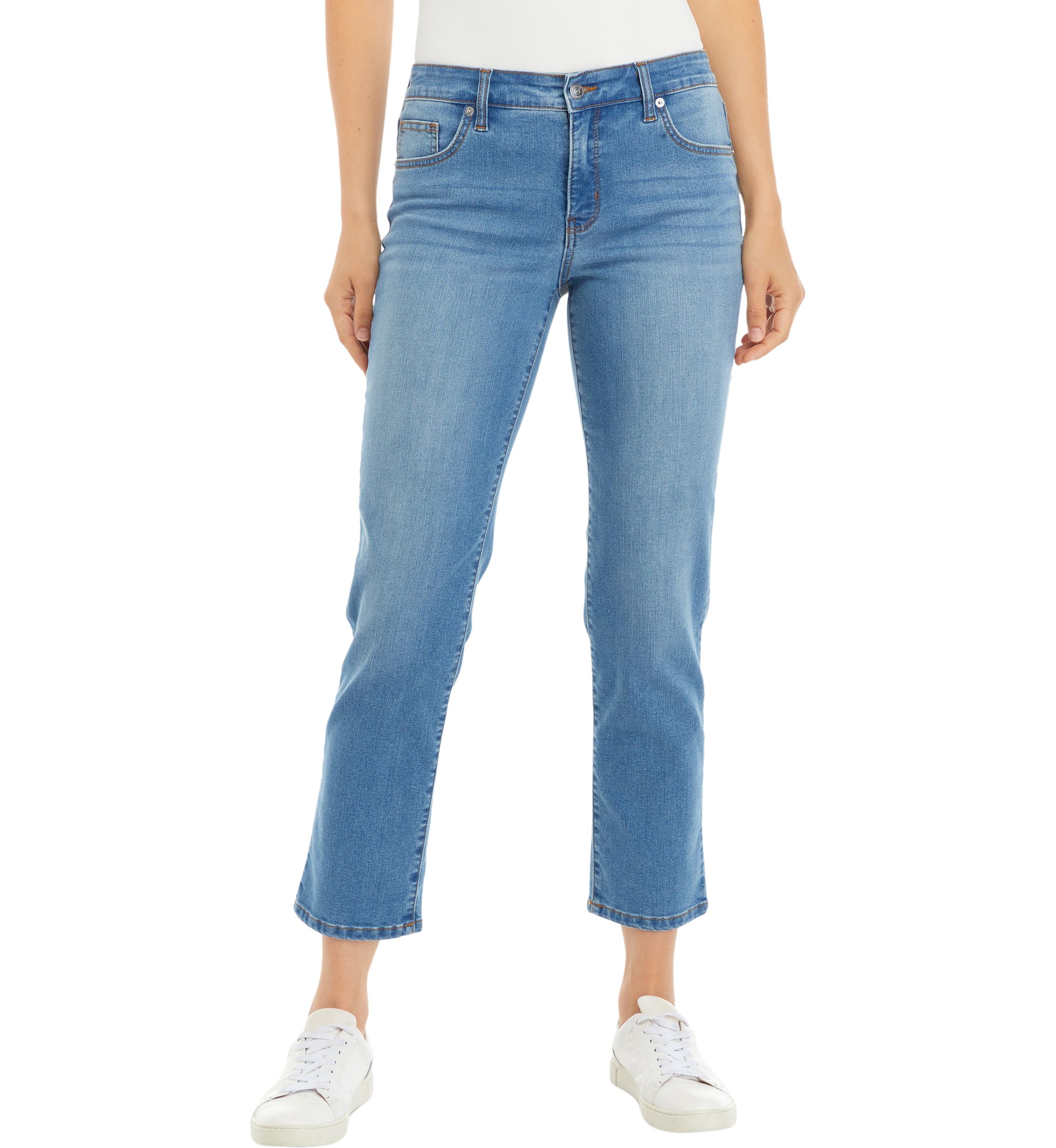 Womens Mid Rise Straight Jeans 