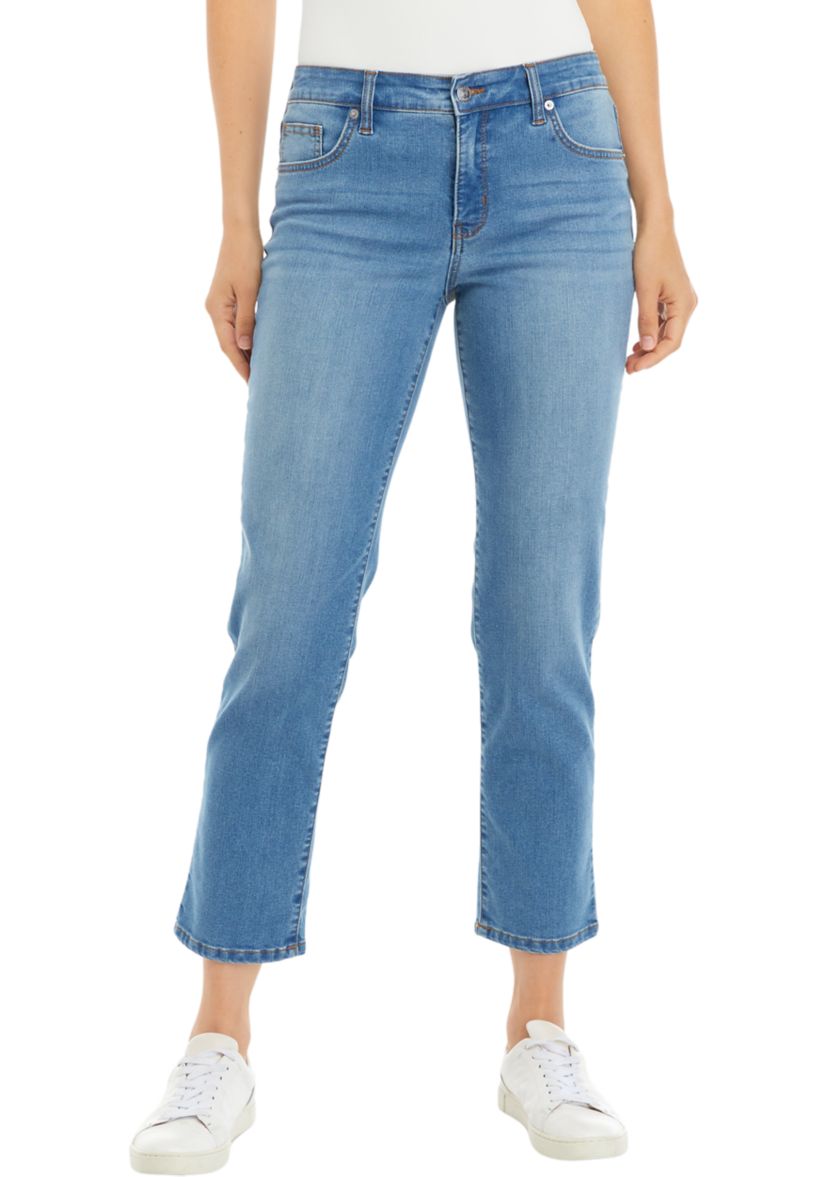 Womens Mid Rise Straight Jeans 