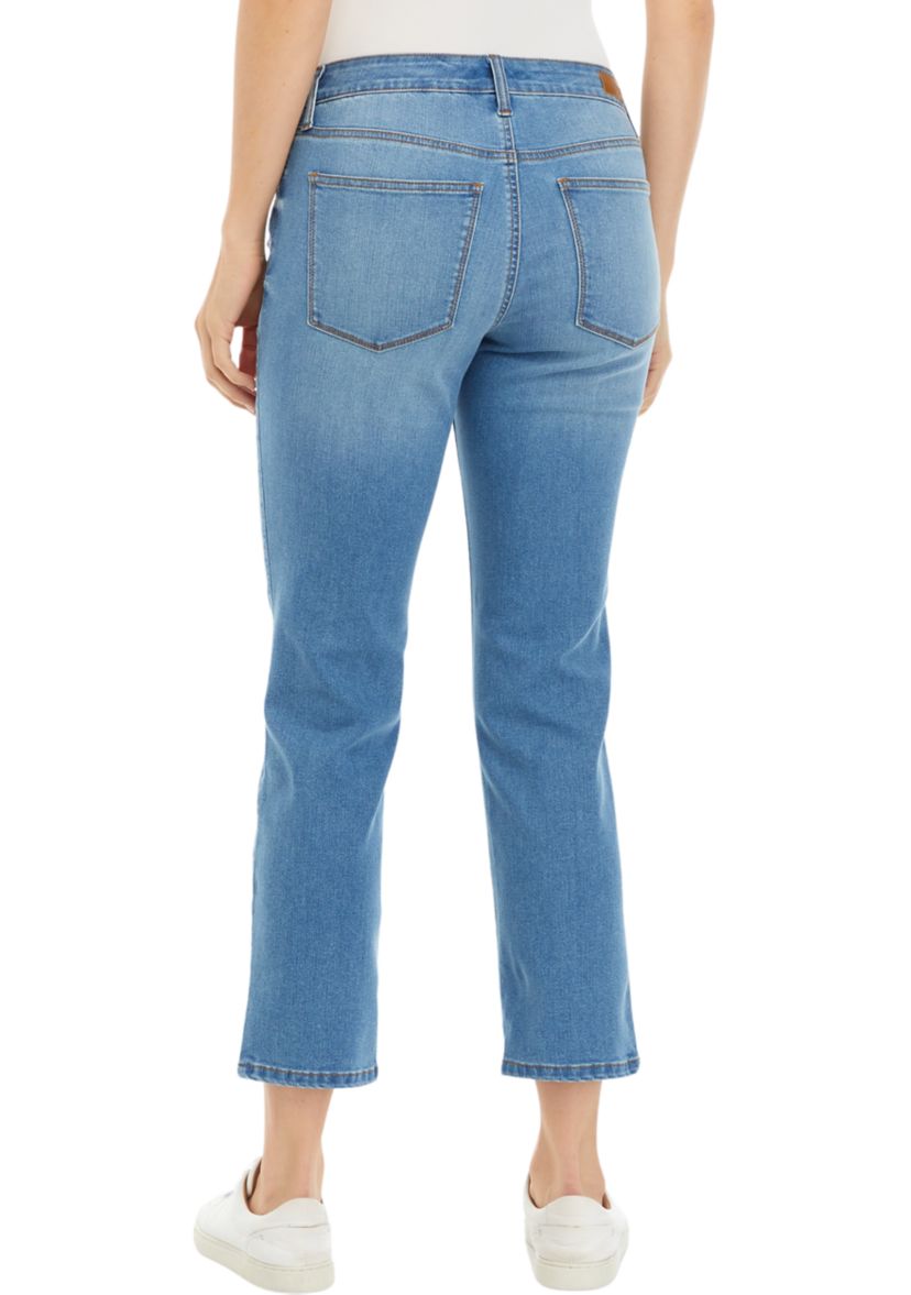 Womens Mid Rise Straight Jeans 