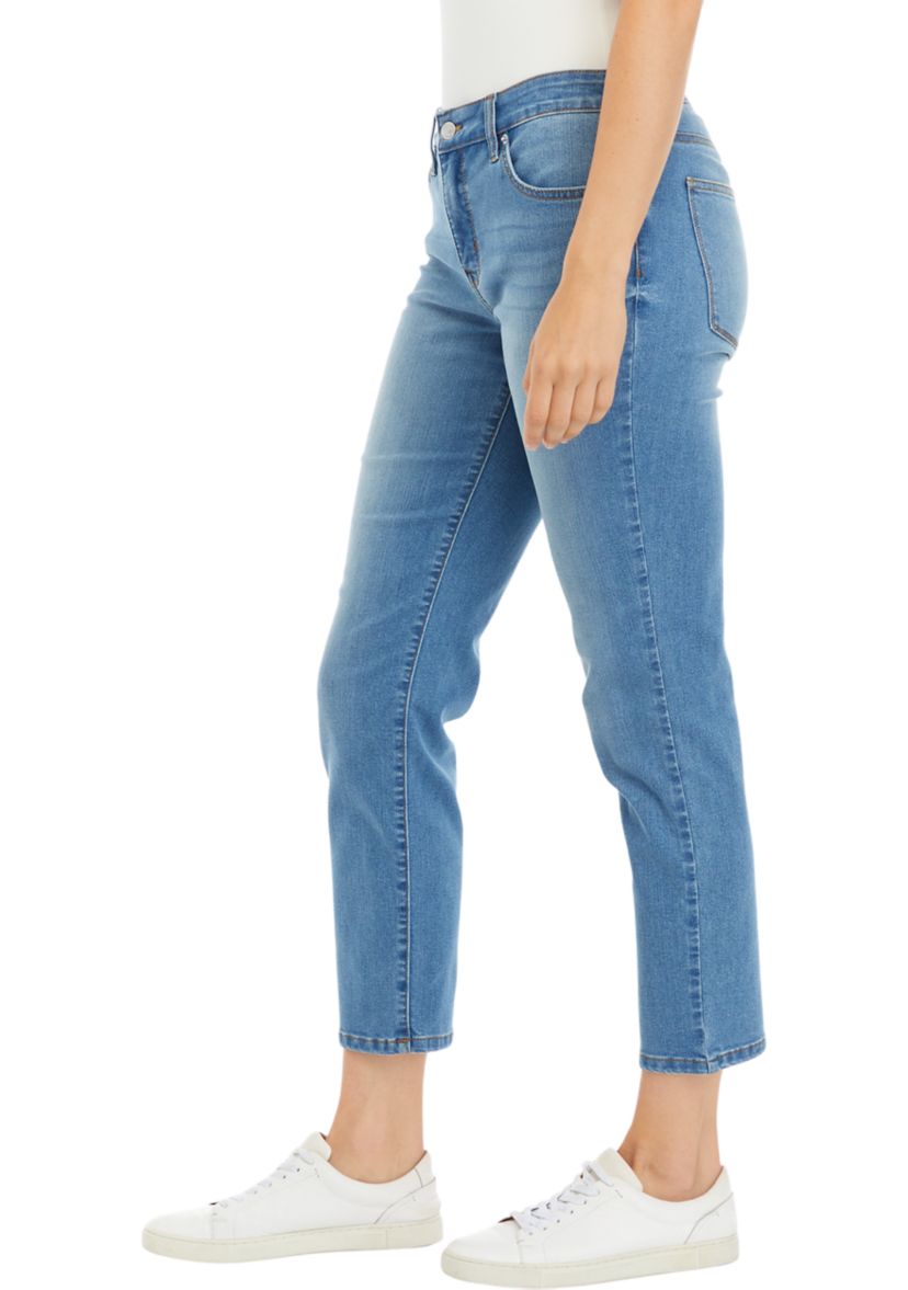 Womens Mid Rise Straight Jeans 