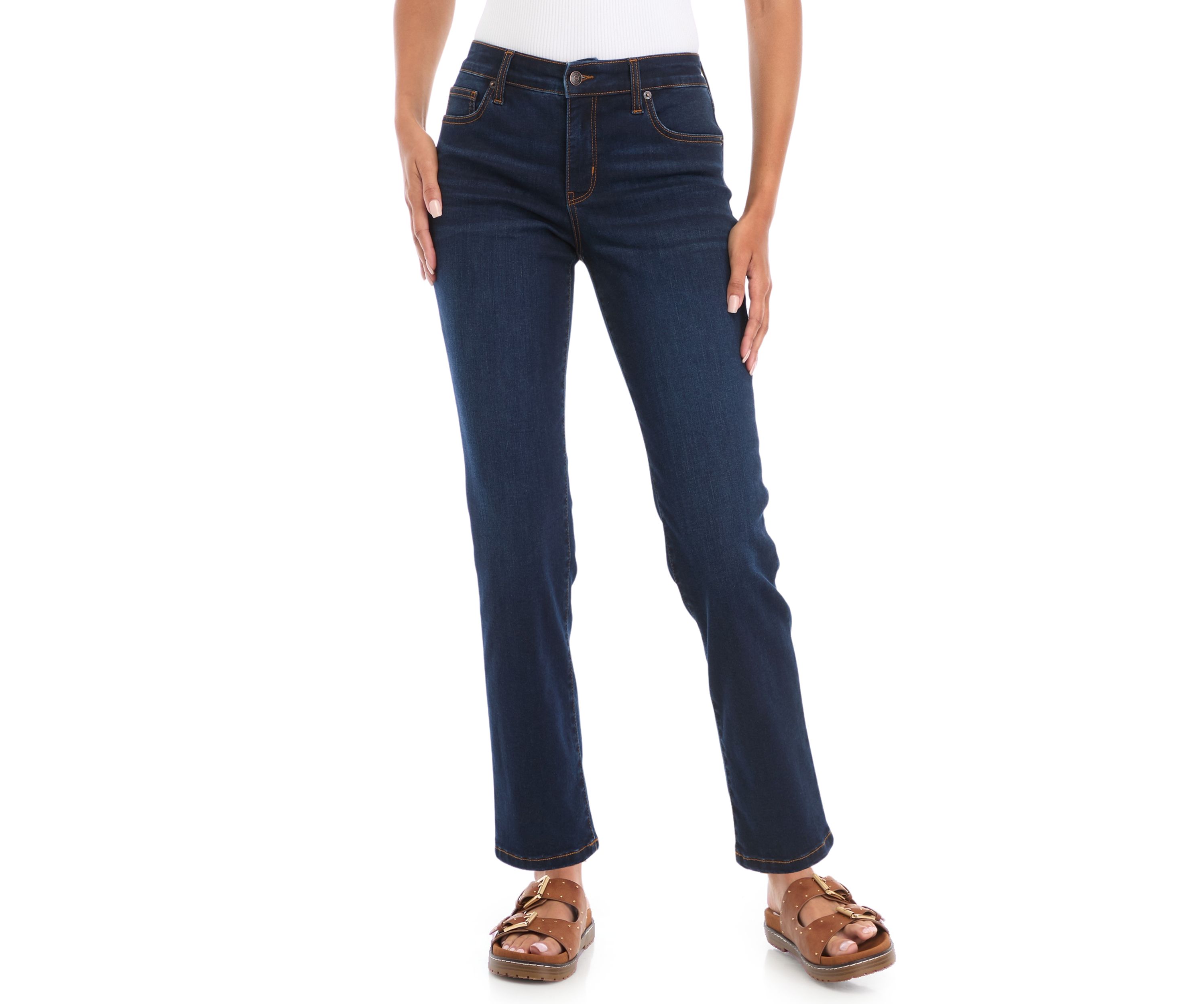 Petite Mid Rise Straight Jeans