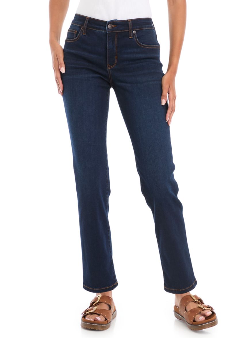 Petite Mid Rise Straight Jeans