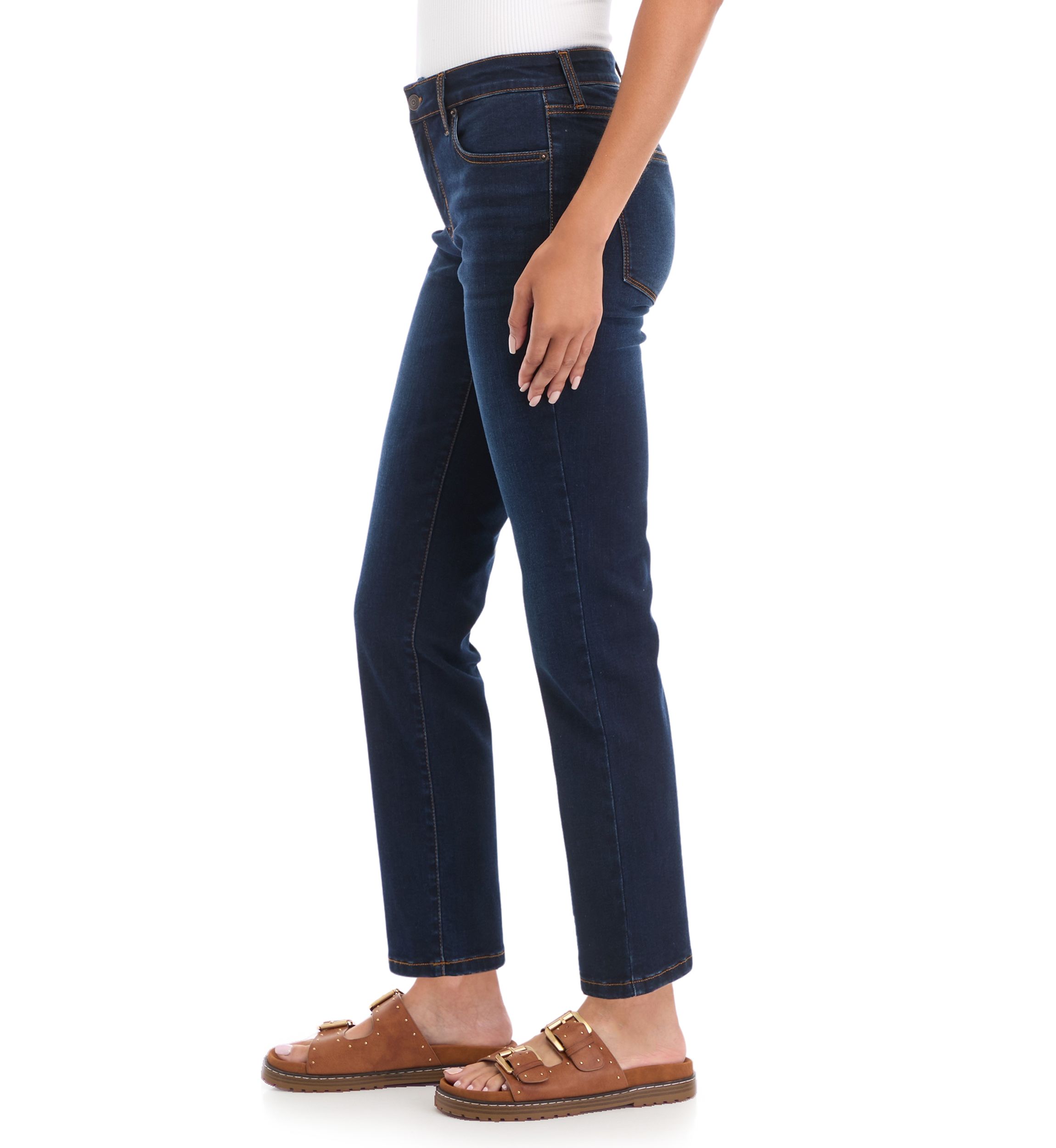 Petite Mid Rise Straight Jeans