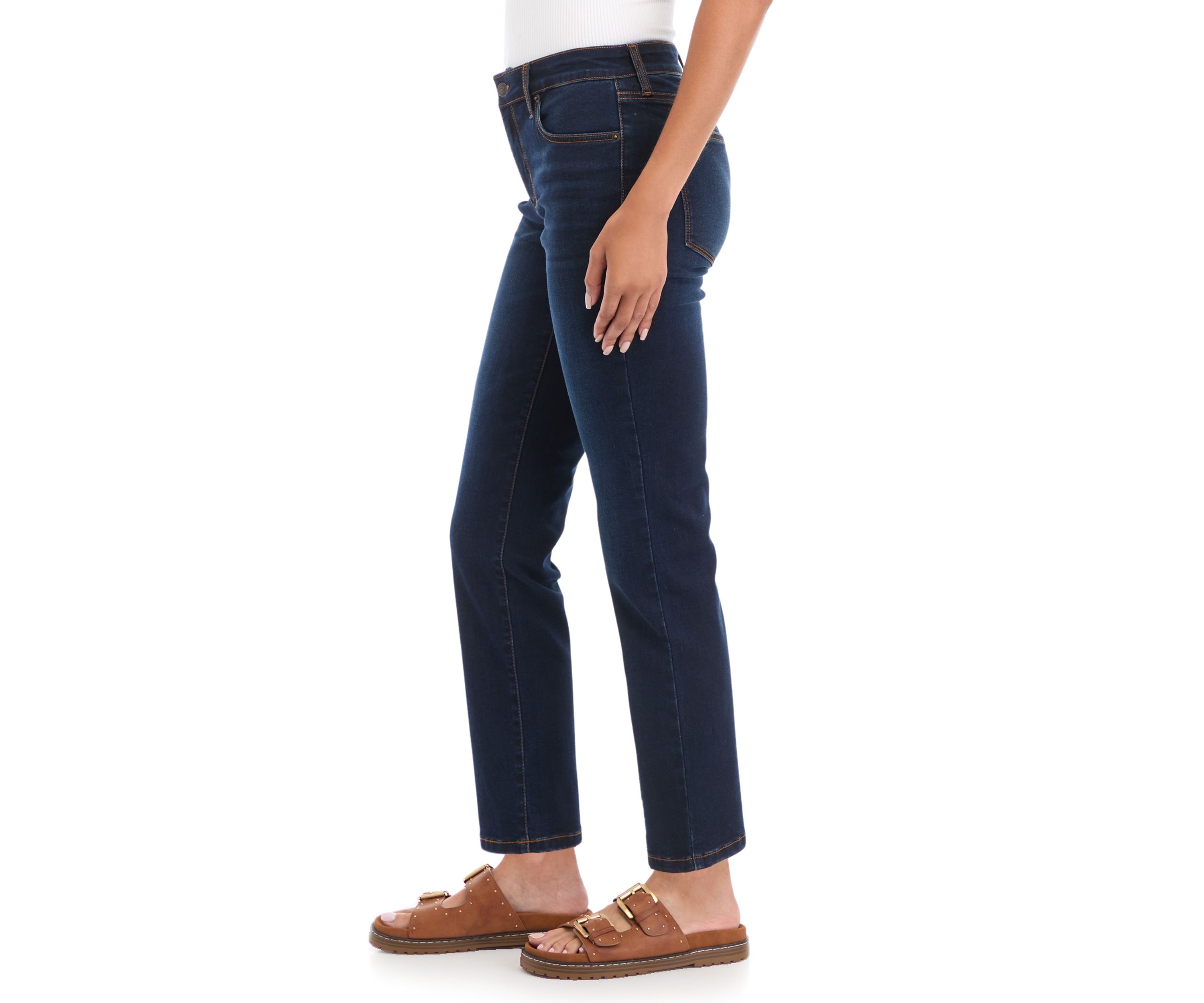 Petite Mid Rise Straight Jeans