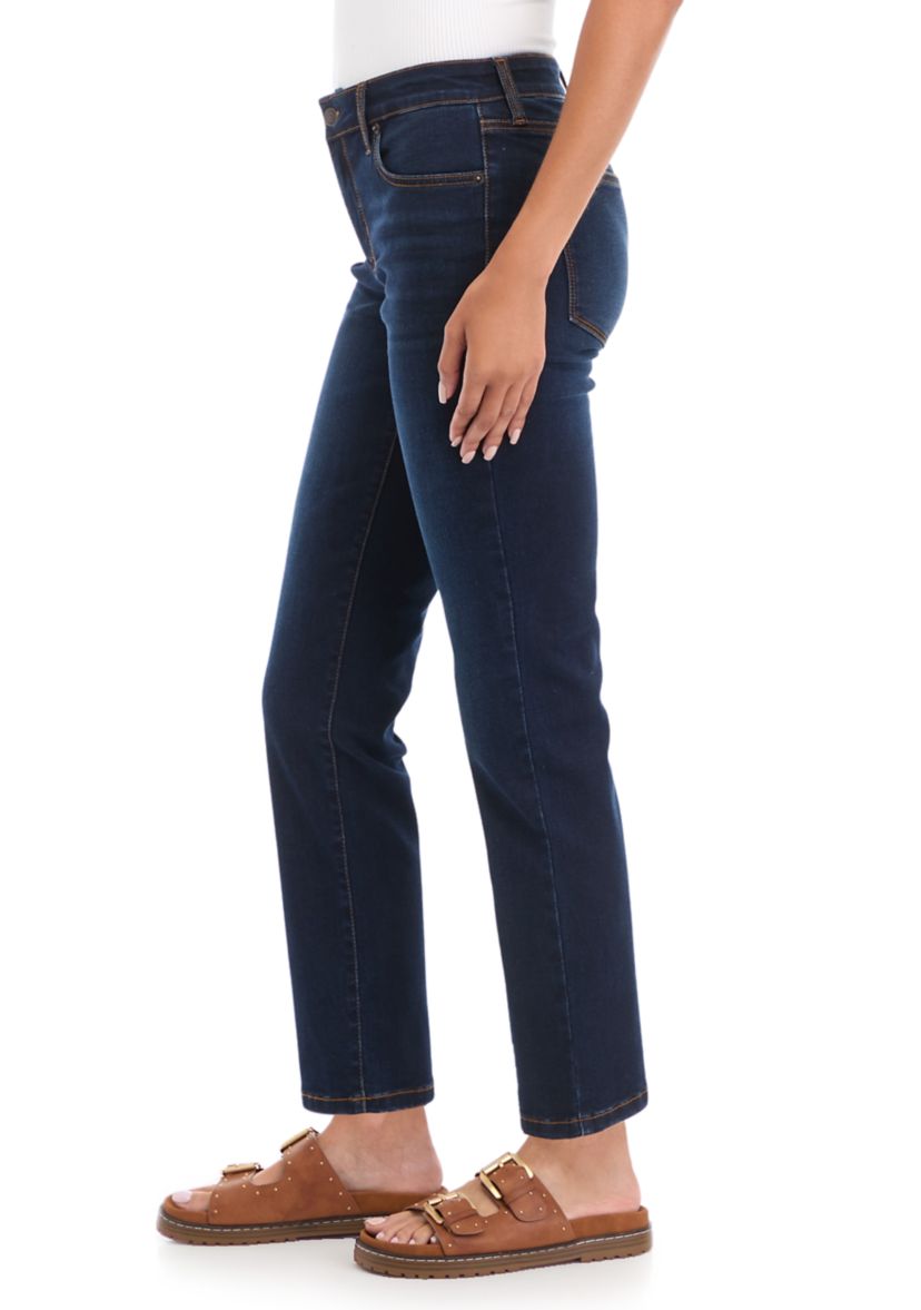 Petite Mid Rise Straight Jeans