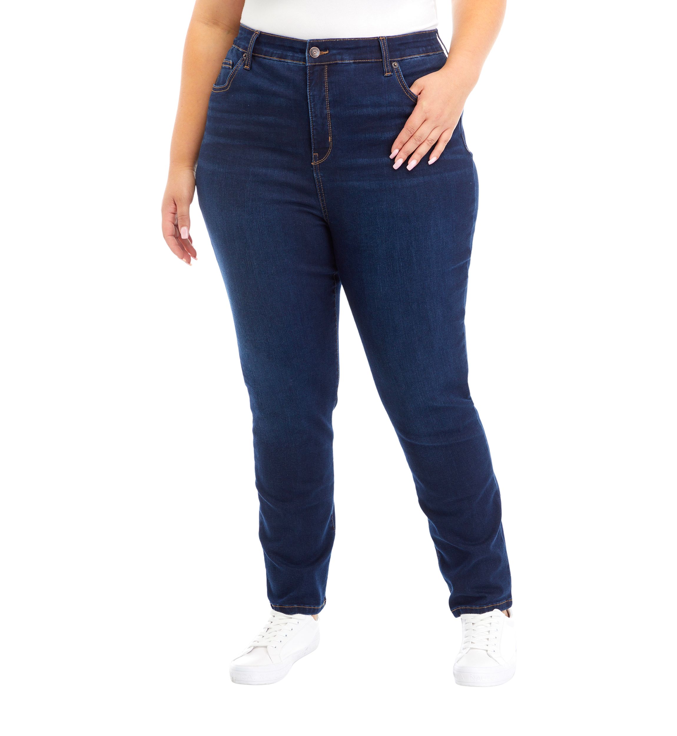 Plus Size Mid Rise Straight Jeans 
