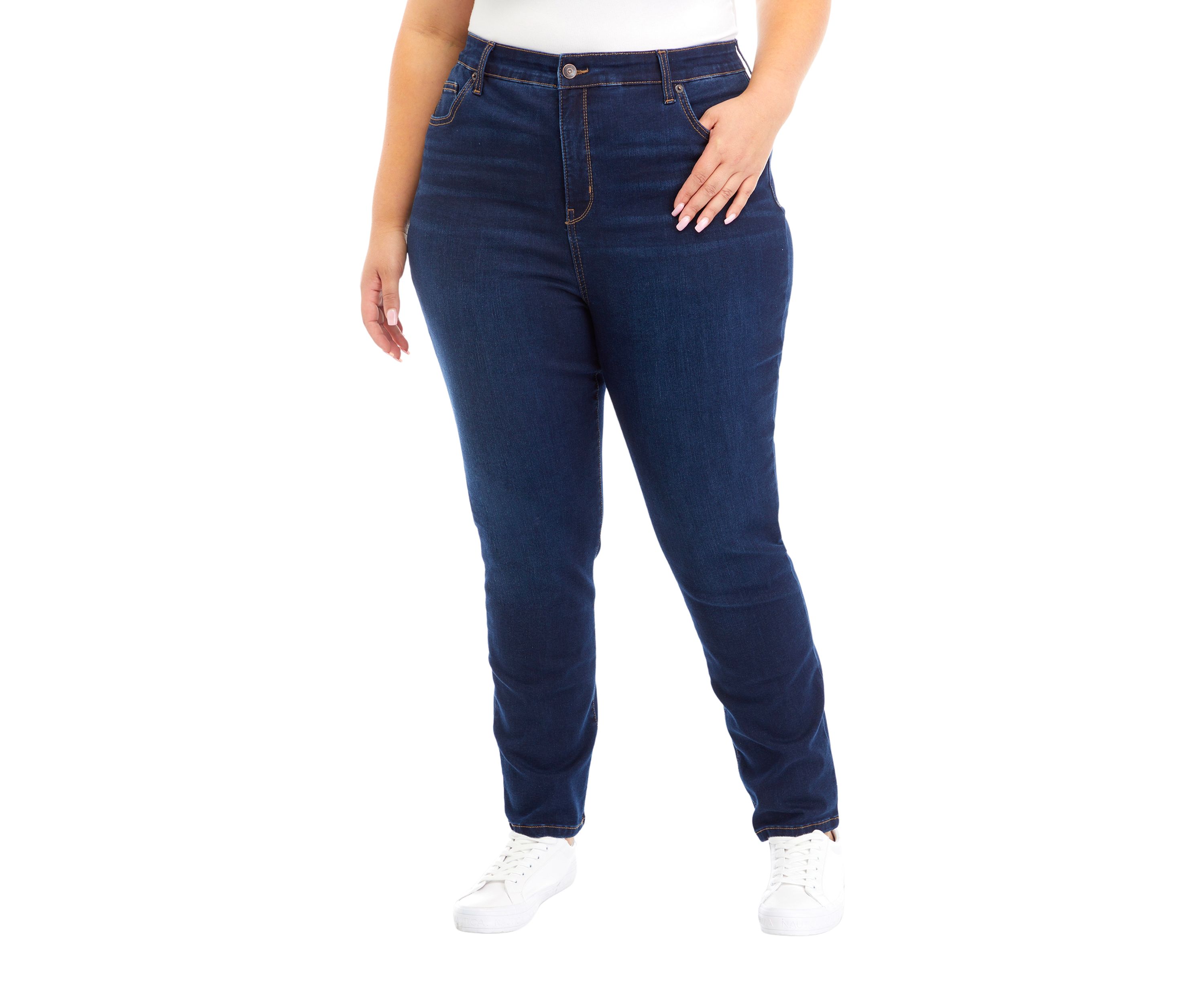Plus Size Mid Rise Straight Jeans 