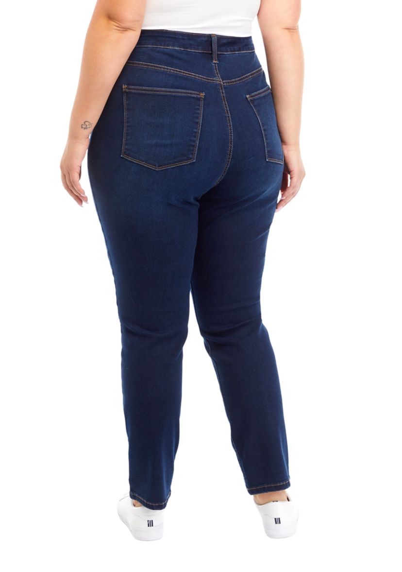 Plus Size Mid Rise Straight Jeans 