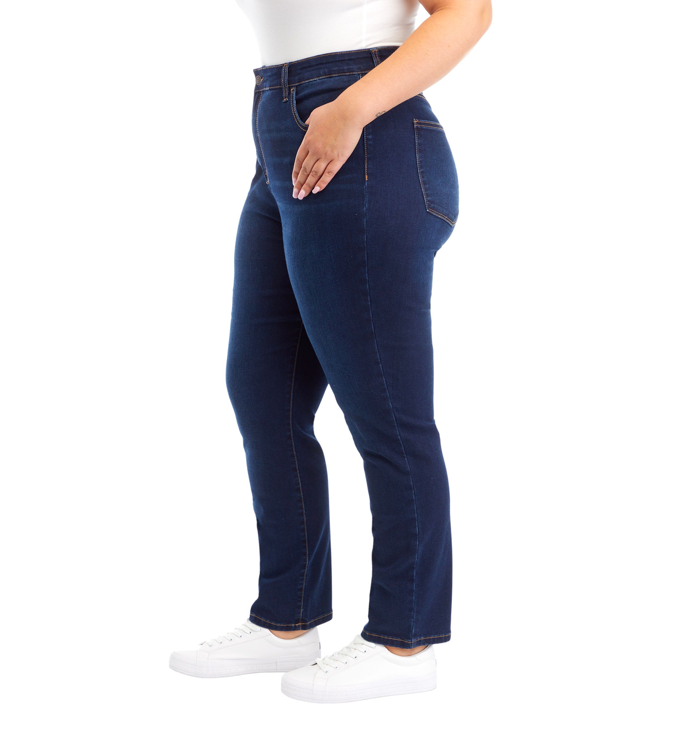 Plus Size Mid Rise Straight Jeans 