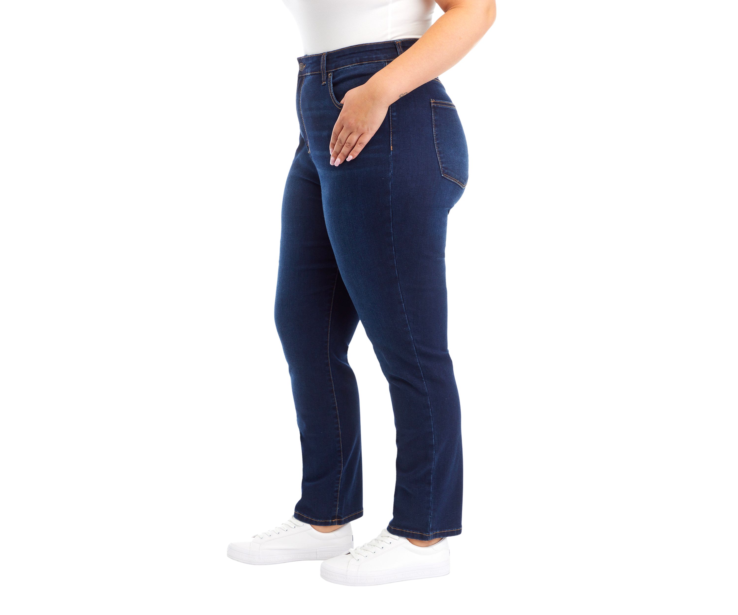 Plus Size Mid Rise Straight Jeans 