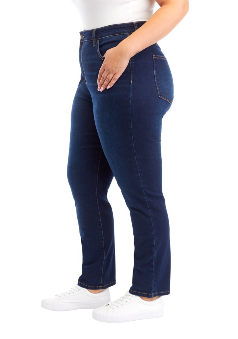 Plus Size Mid Rise Straight Jeans 