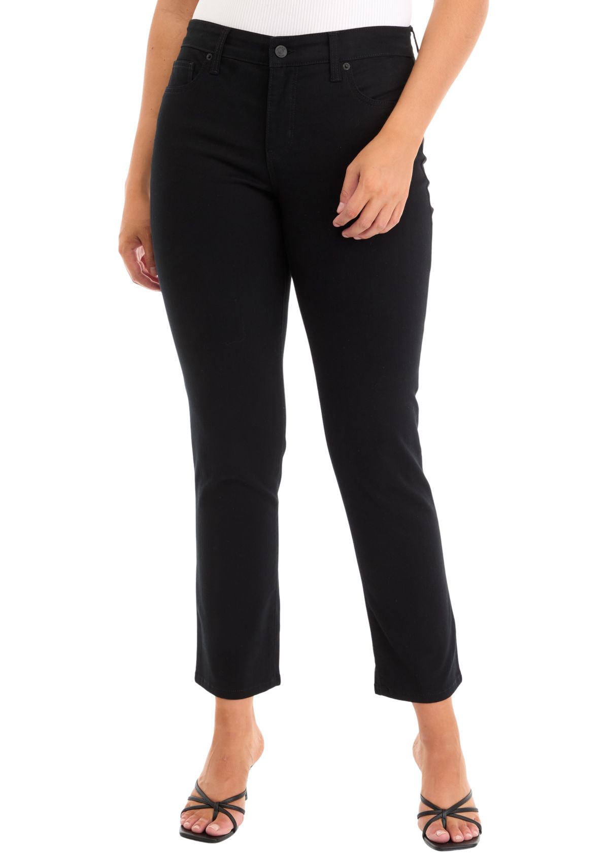 Womens Mid Rise Straight Jeans