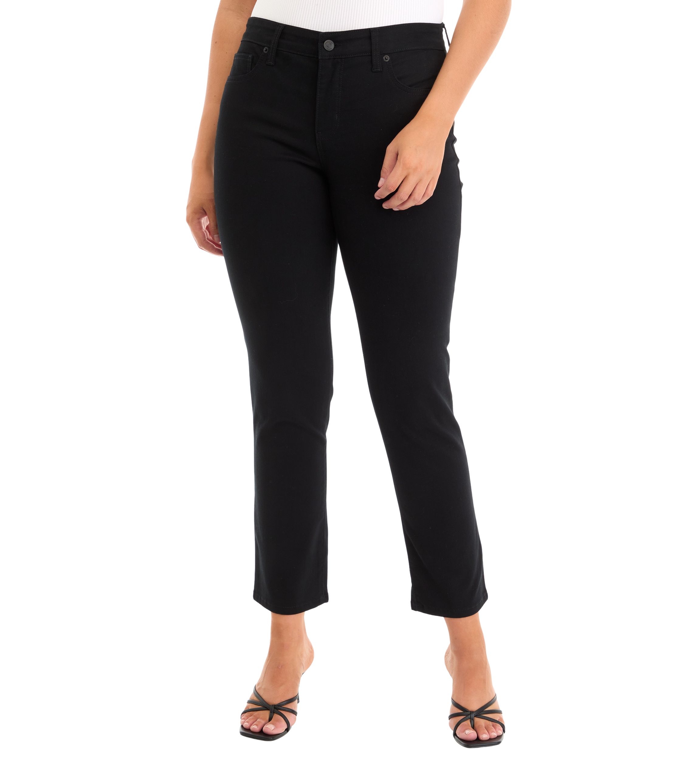 Womens Mid Rise Straight Jeans