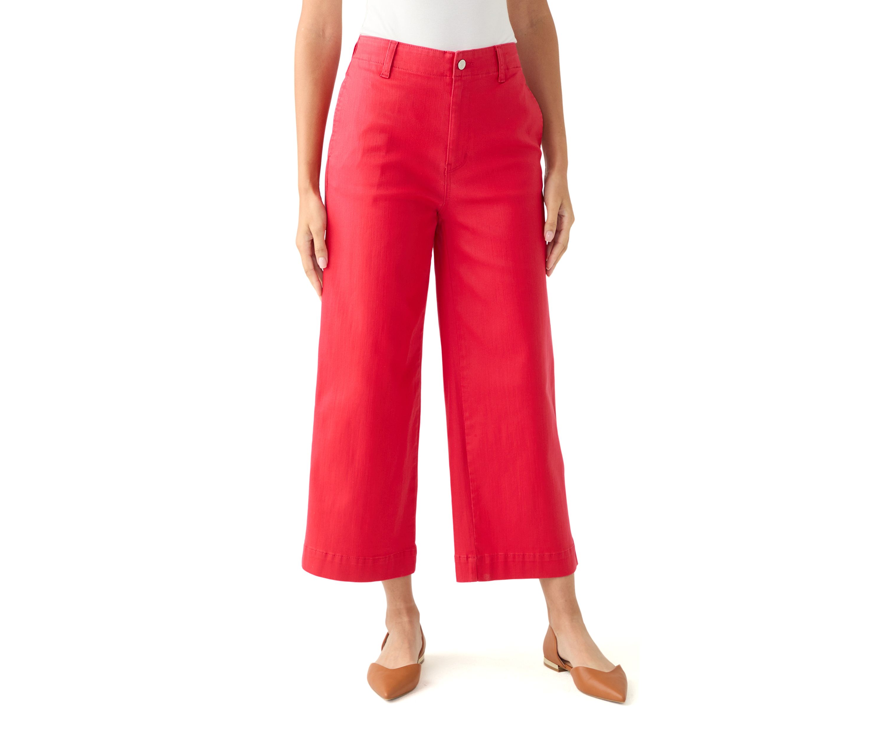 Petite Coated Crop Wide Leg Pants