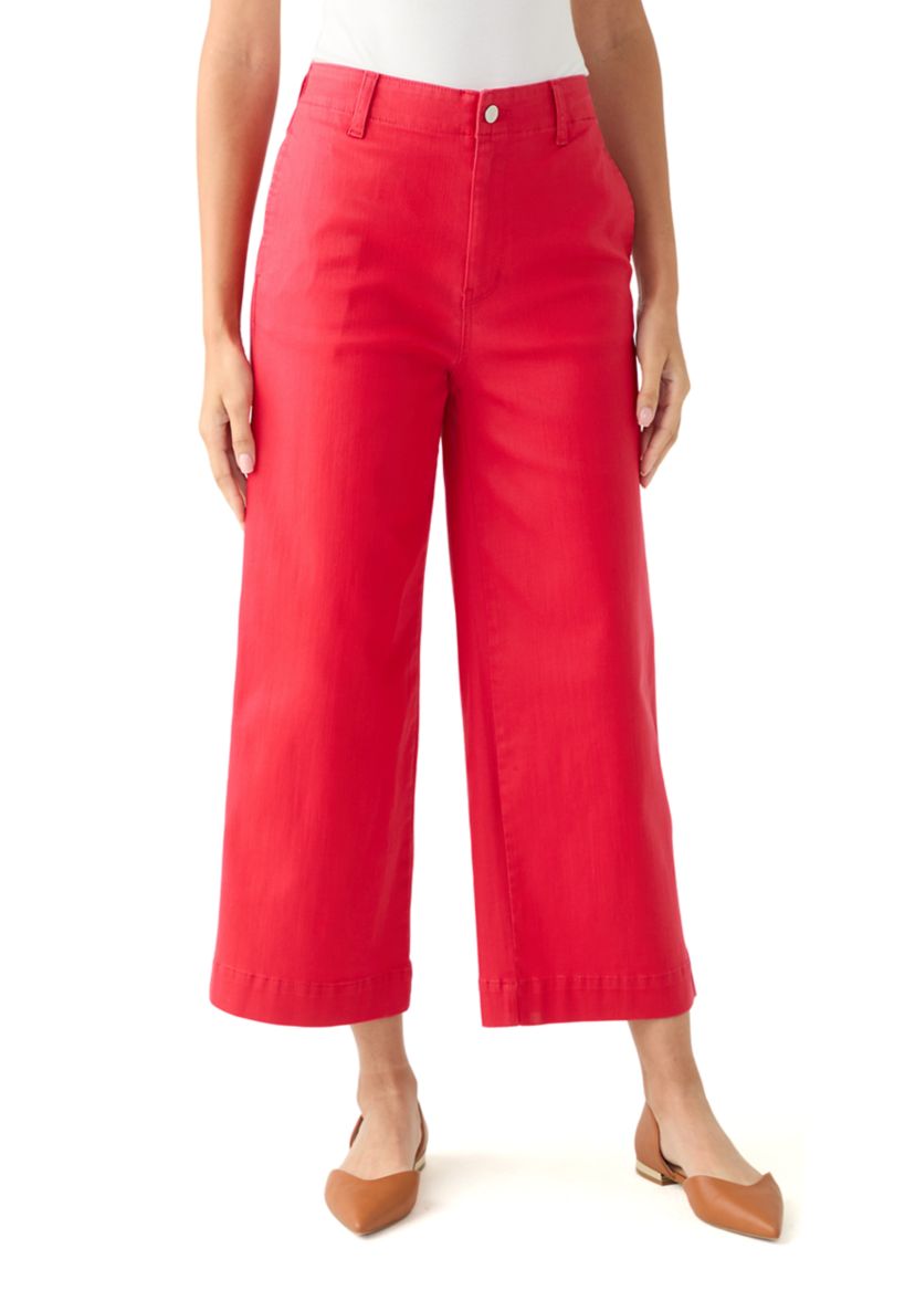 Petite Coated Crop Wide Leg Pants