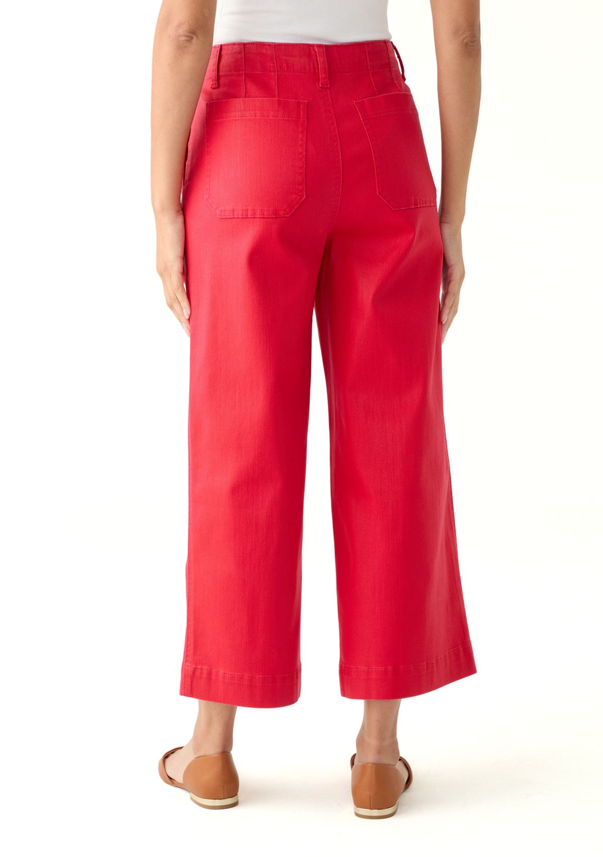 Petite Coated Crop Wide Leg Pants