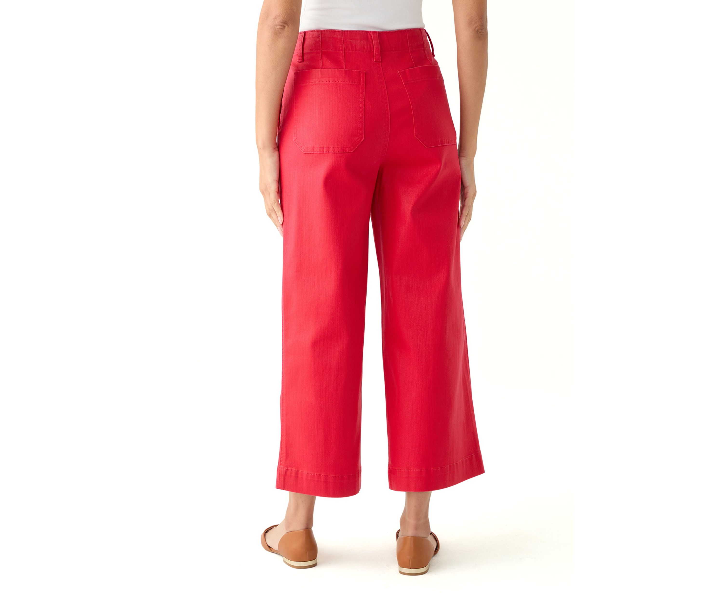 Petite Coated Crop Wide Leg Pants
