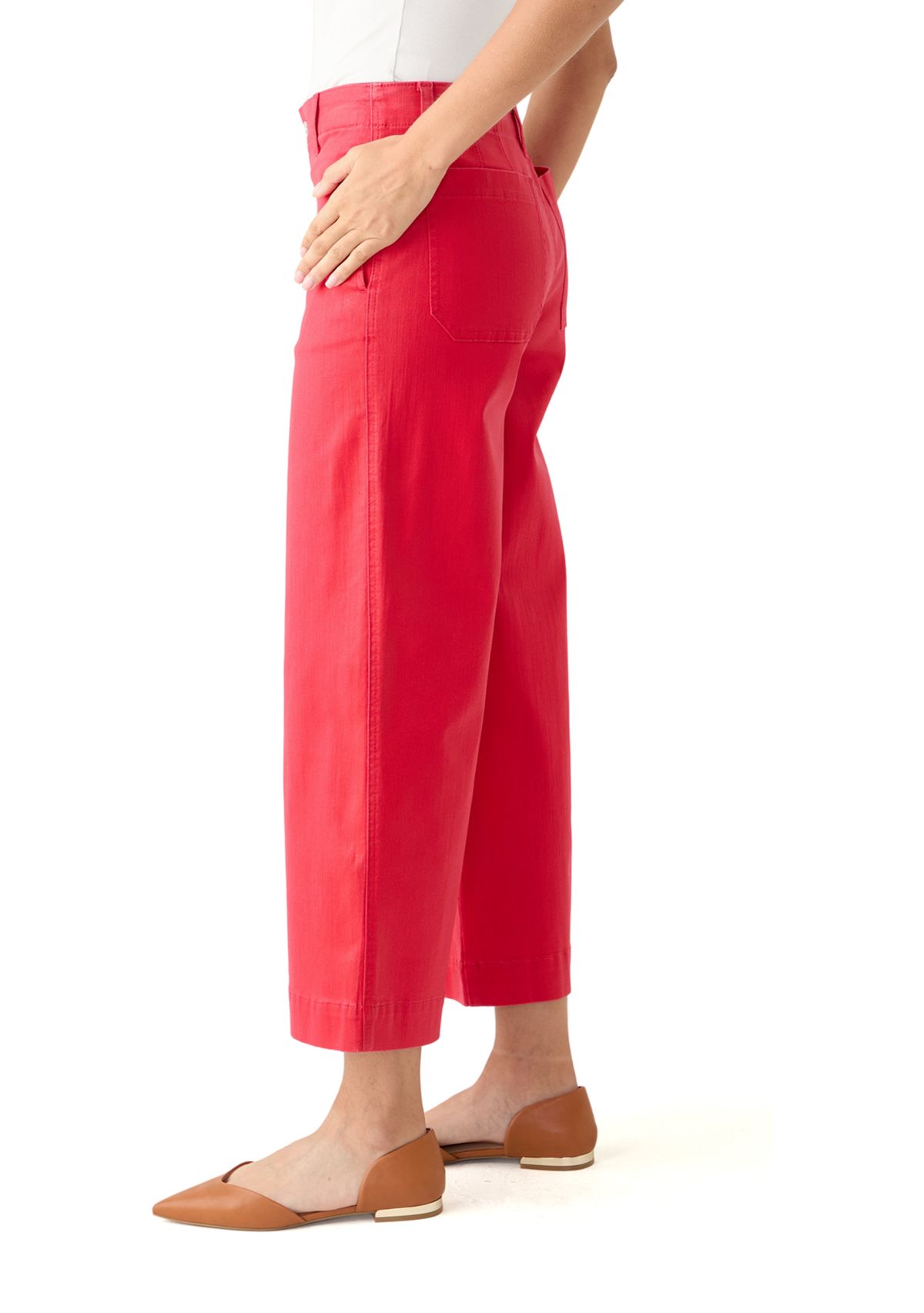 Petite Coated Crop Wide Leg Pants