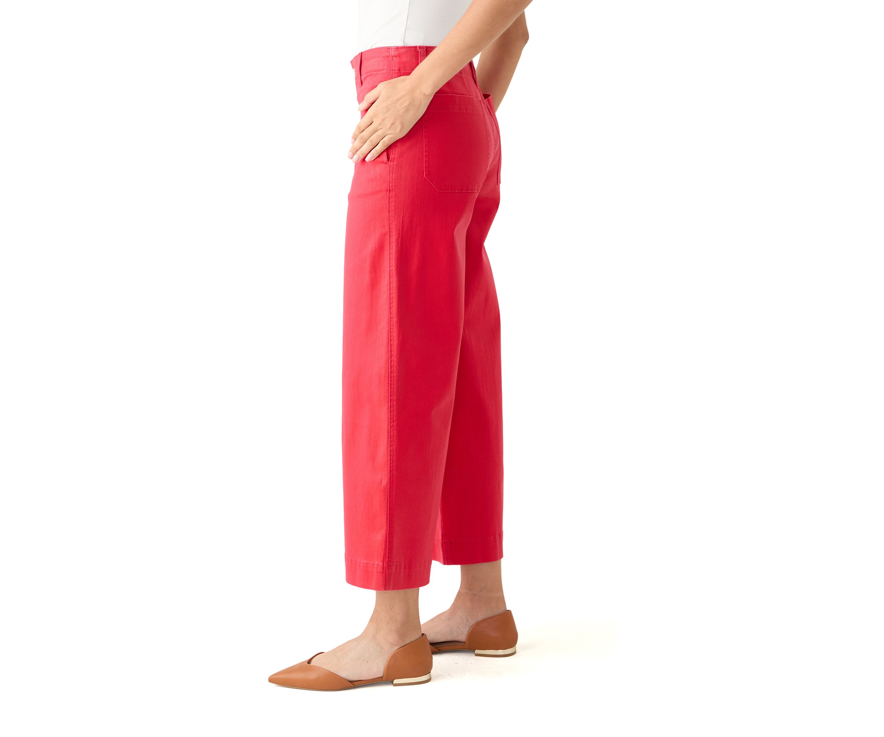 Petite Coated Crop Wide Leg Pants