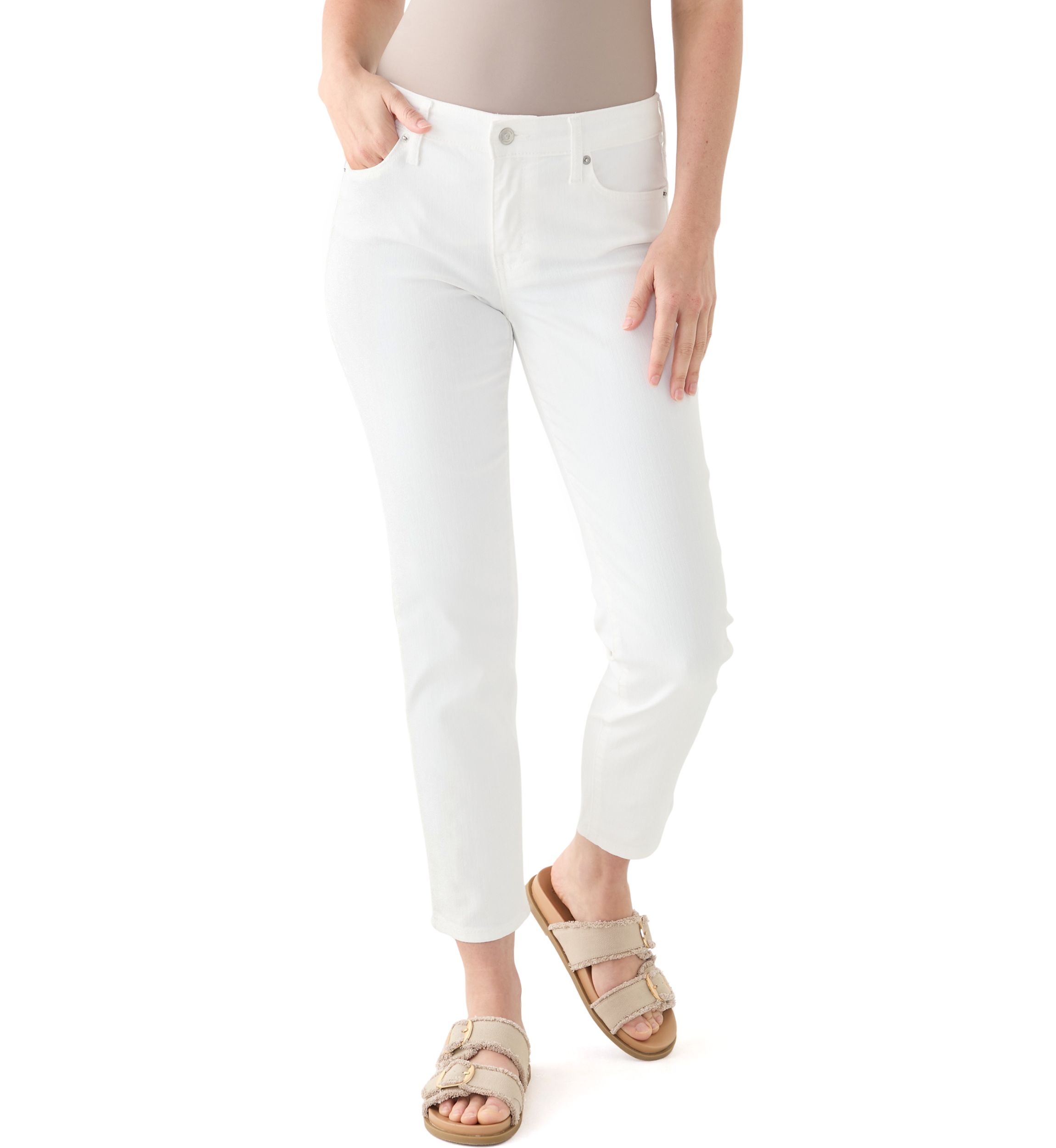 Womens Mid Rise Straight Jeans
