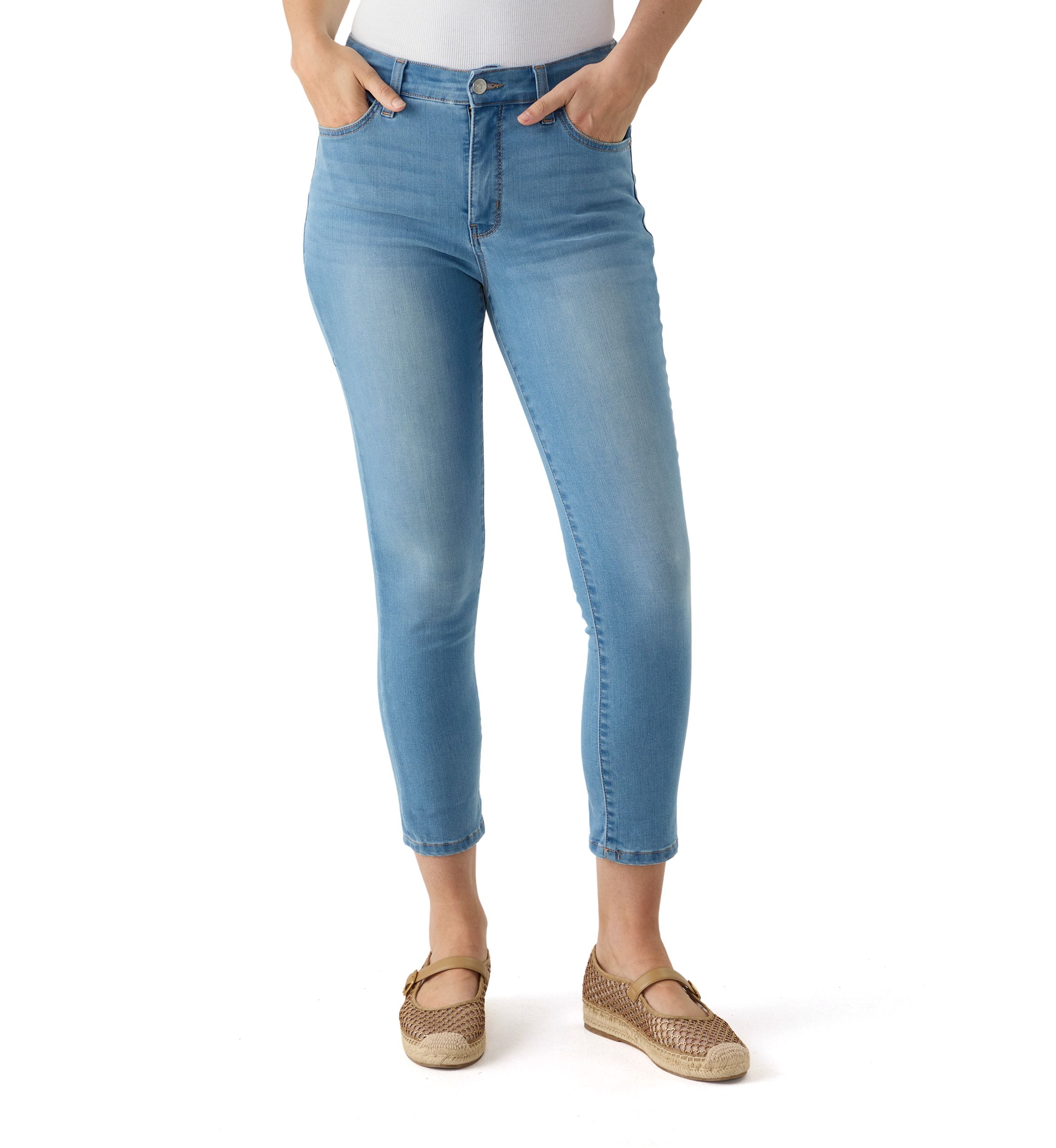 Womens Roll Cuff Cropped Jeans