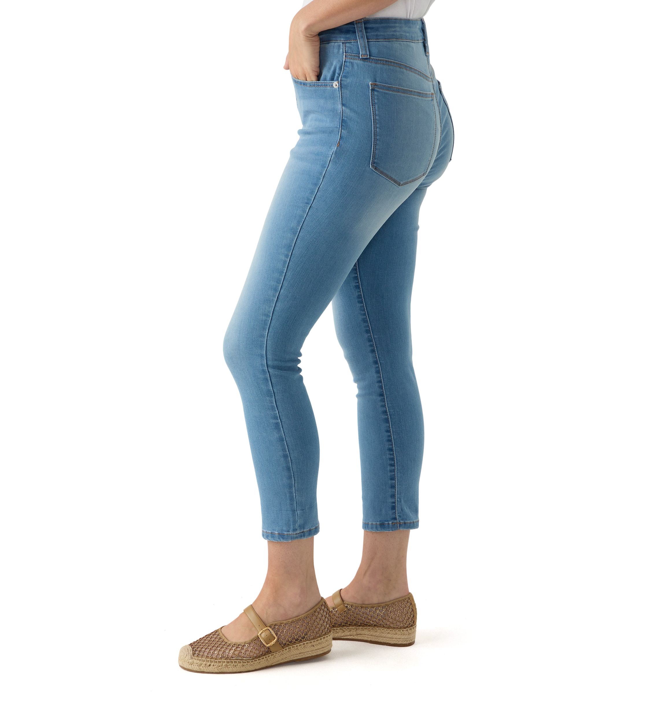 Womens Roll Cuff Cropped Jeans