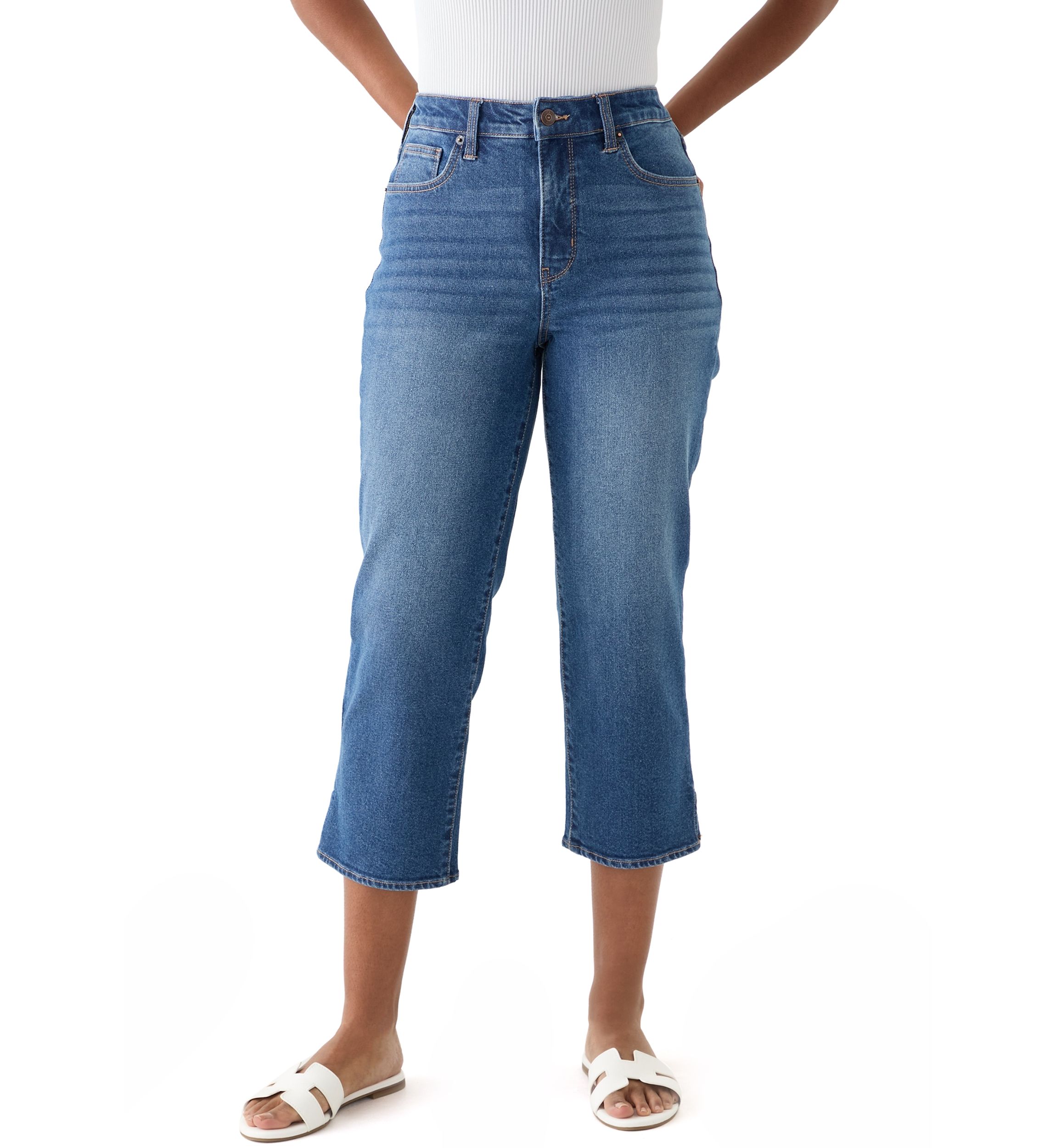 Womens Crop Straight Jeans