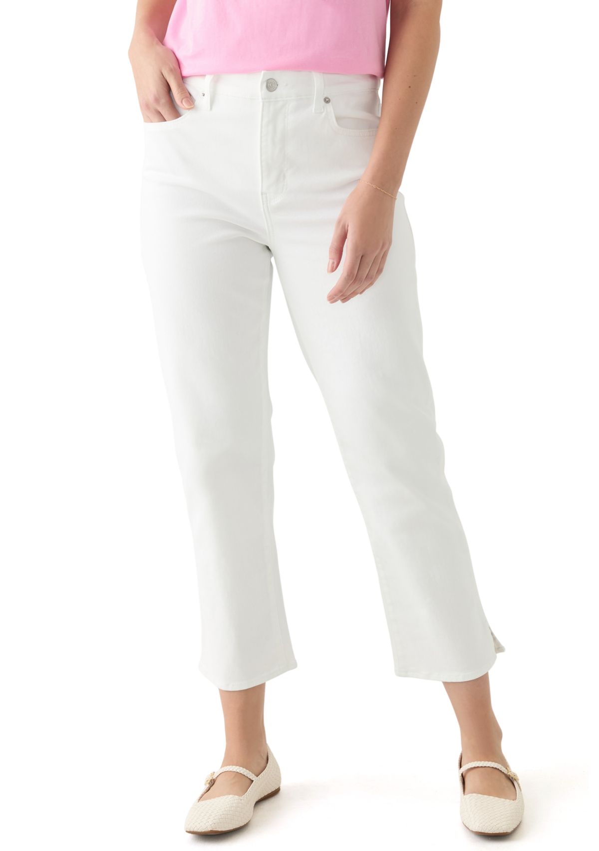 Womens Cropped Straight Fit Jeans