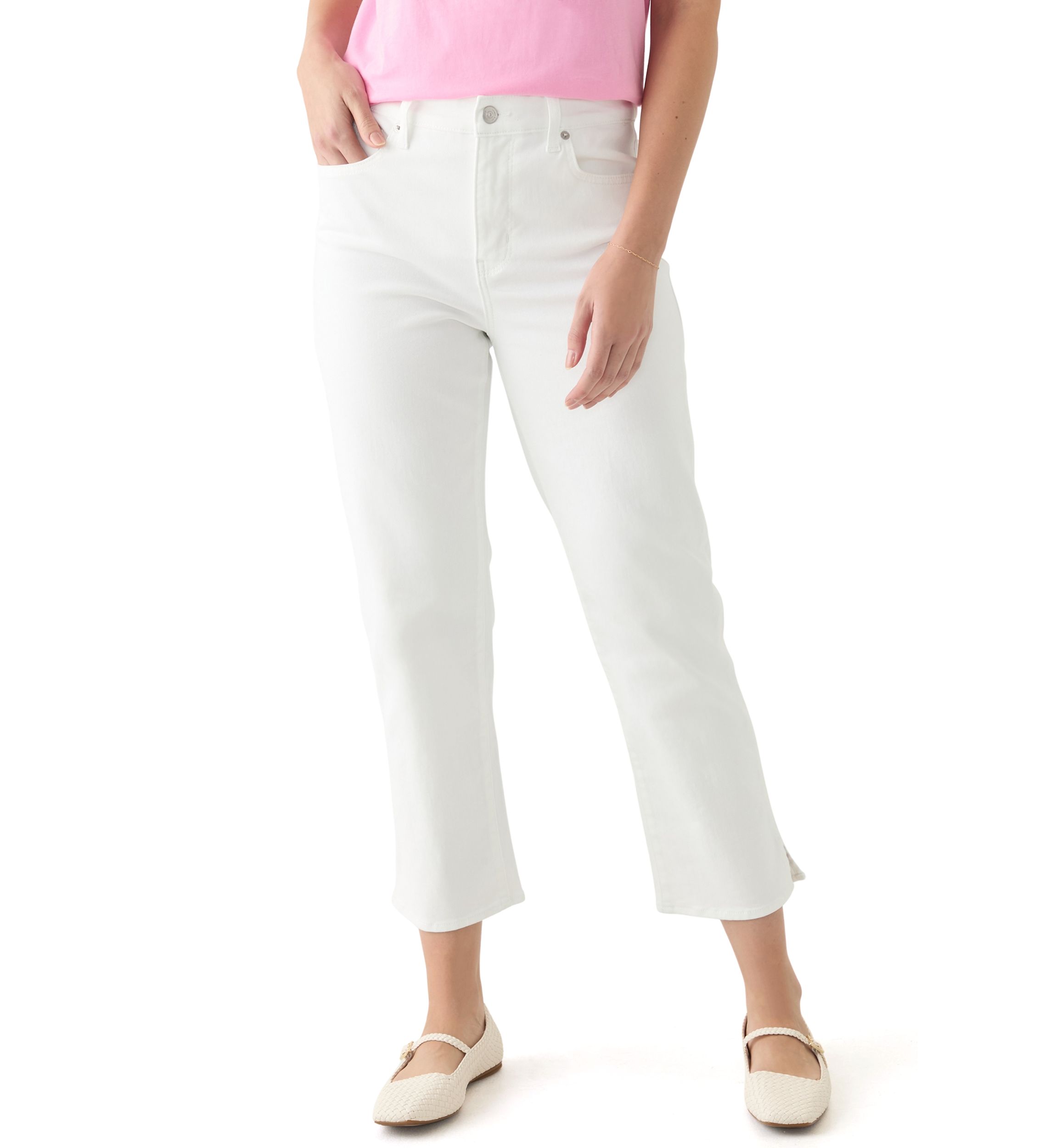 Womens Cropped Straight Fit Jeans