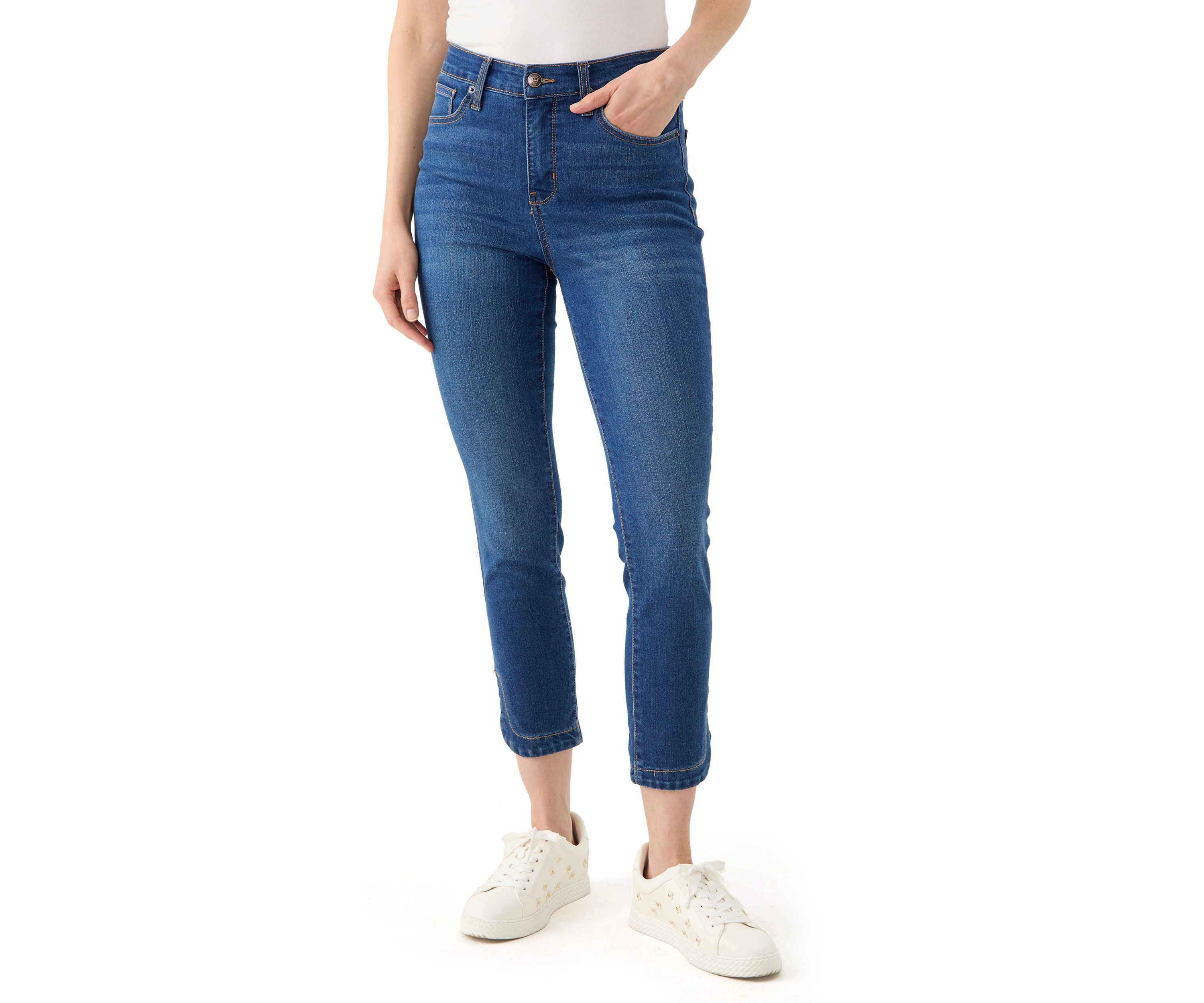 Womens Tulip Hem Cropped Color Washed Jeans
